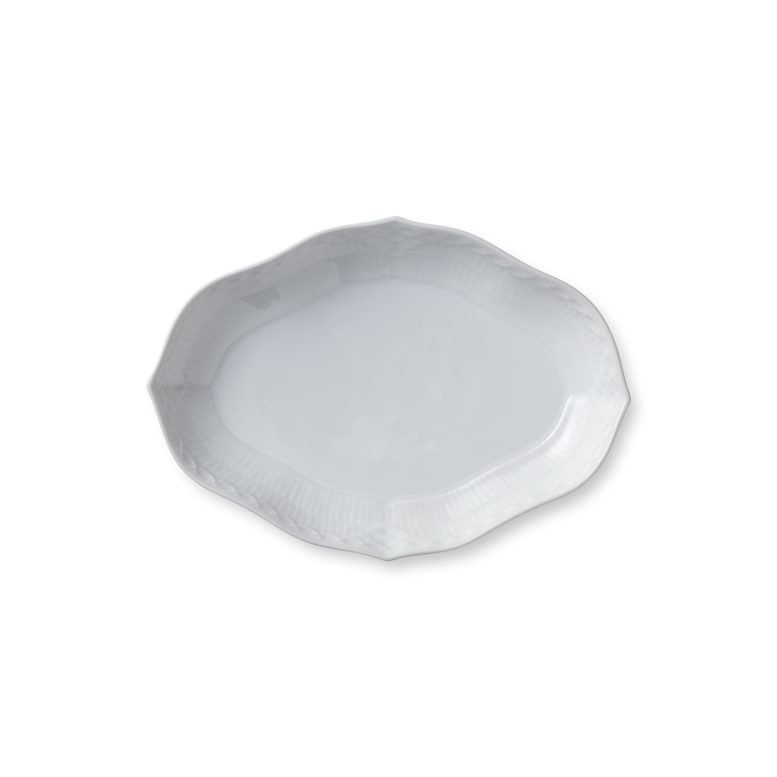 White Fluted Half Lace Dish, 22 cm | Royal Copenhagen