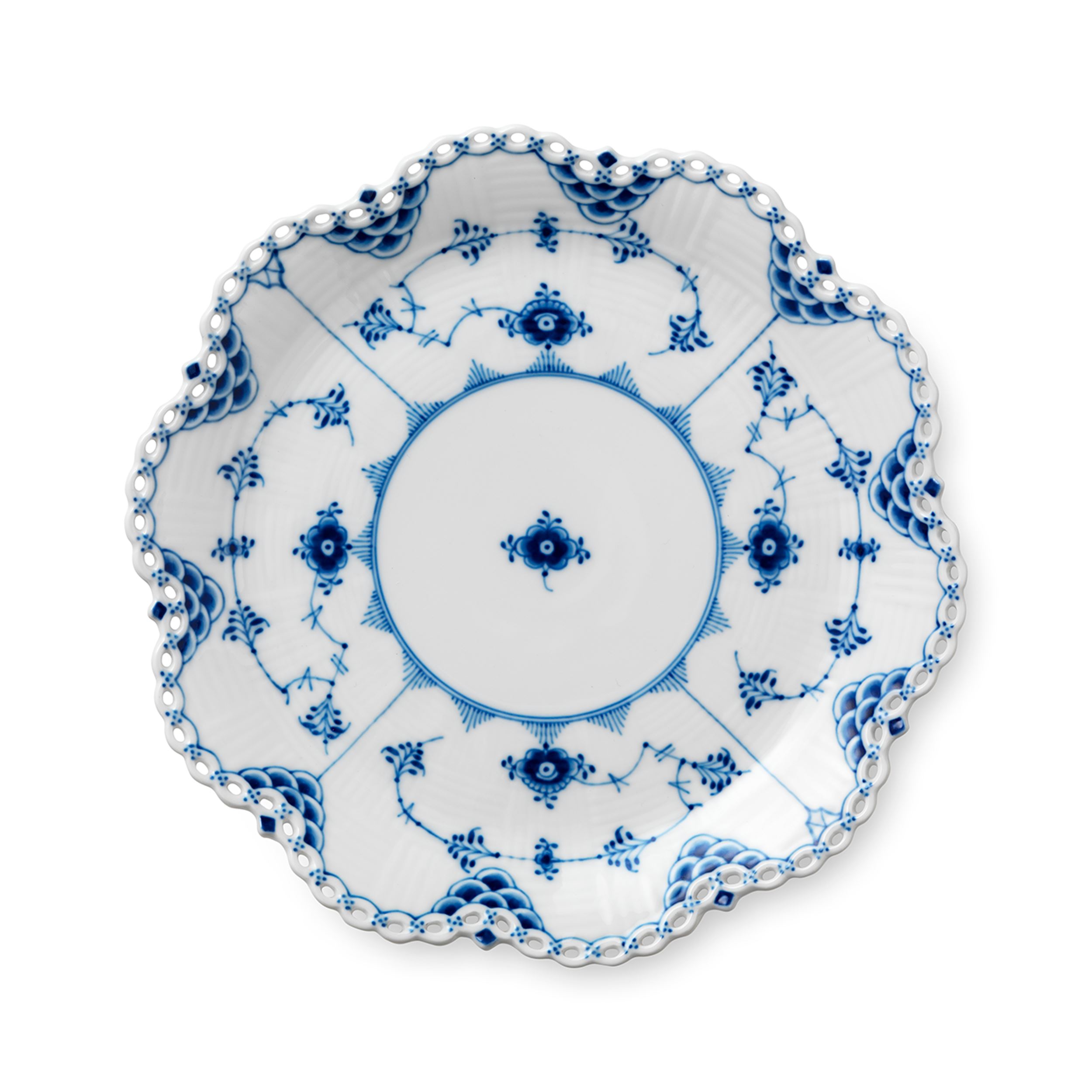 Blue Fluted Full Lace Dish 25 cm