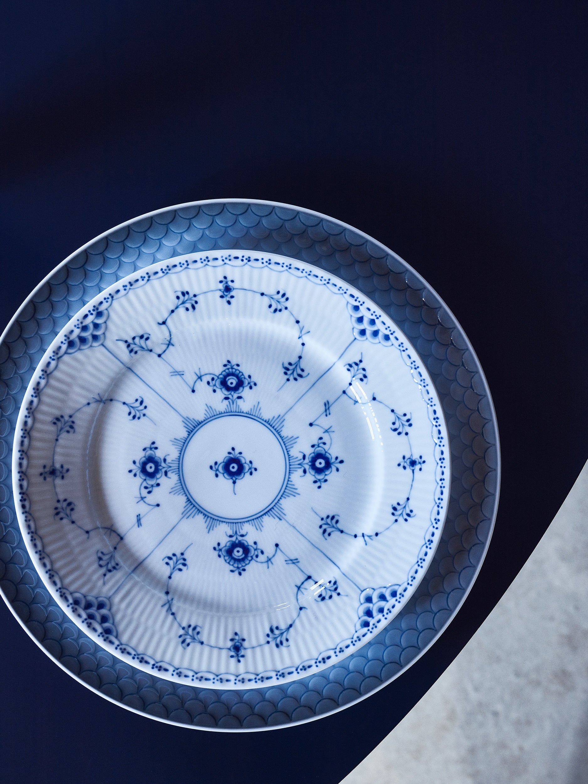 Blue Fluted Half Lace