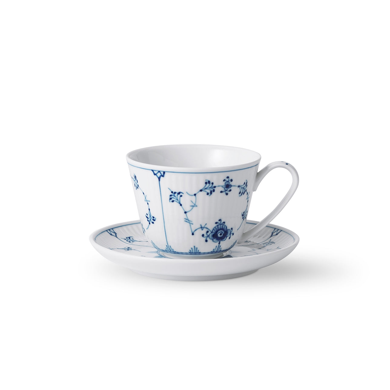 Blue Fluted Plain Cup and Saucer, 24 cl - Blue Fluted plain cup and saucer