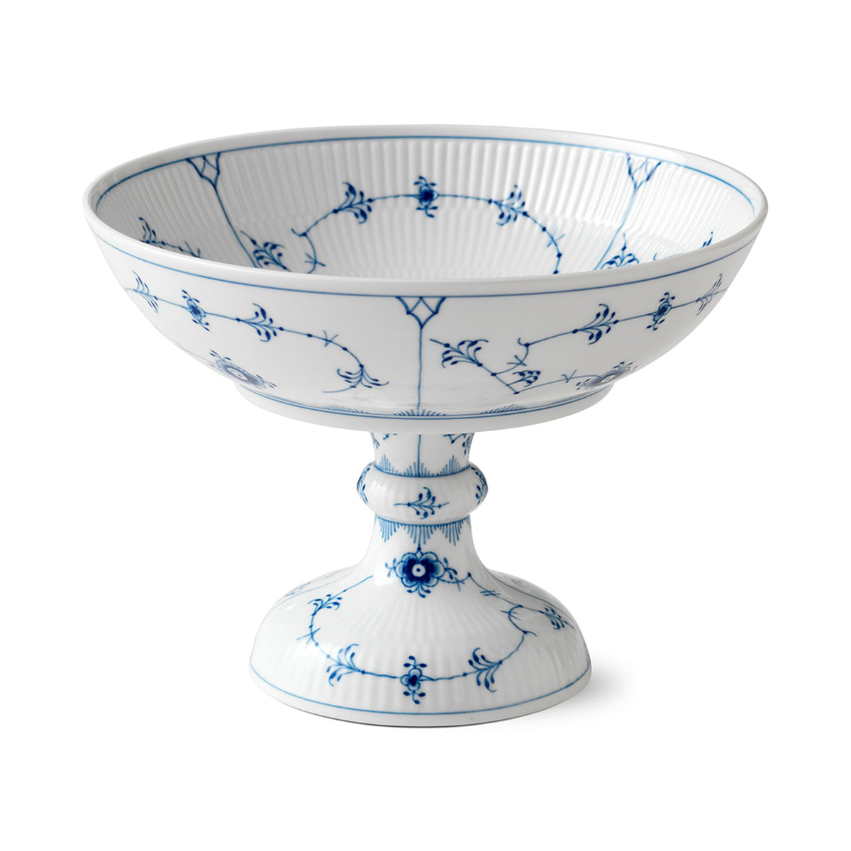 Blue Fluted Plain Bowl on High Foot, 80 cl