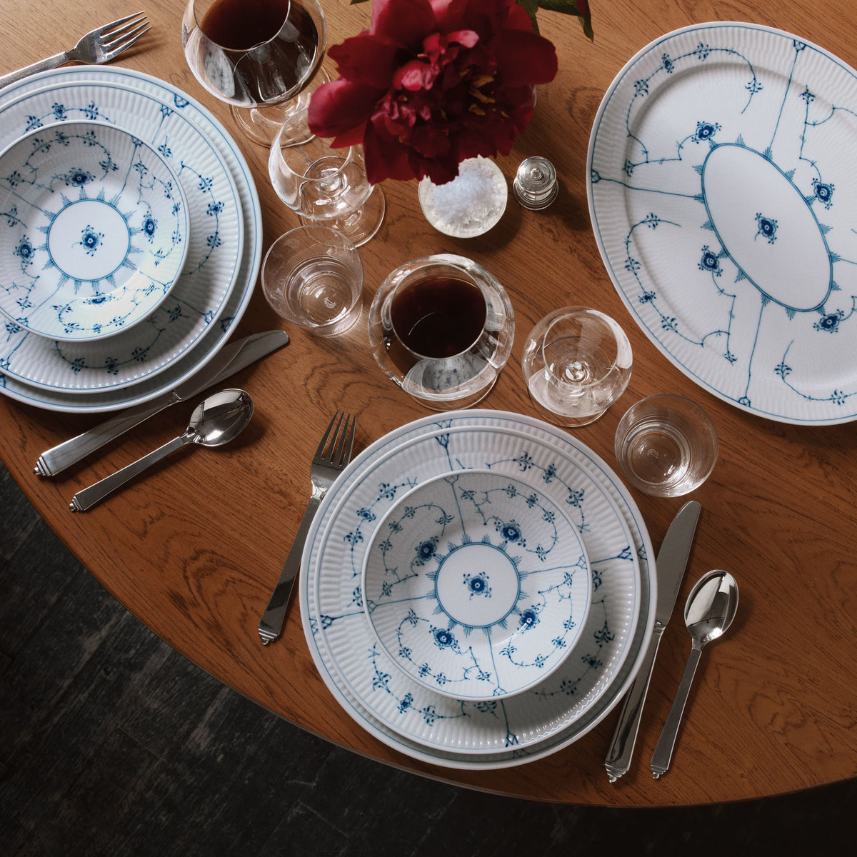 Musselmalet Riflet dyb tallerken, 17 cm - Blue Fluted Plain Deep Plate, 17 cm