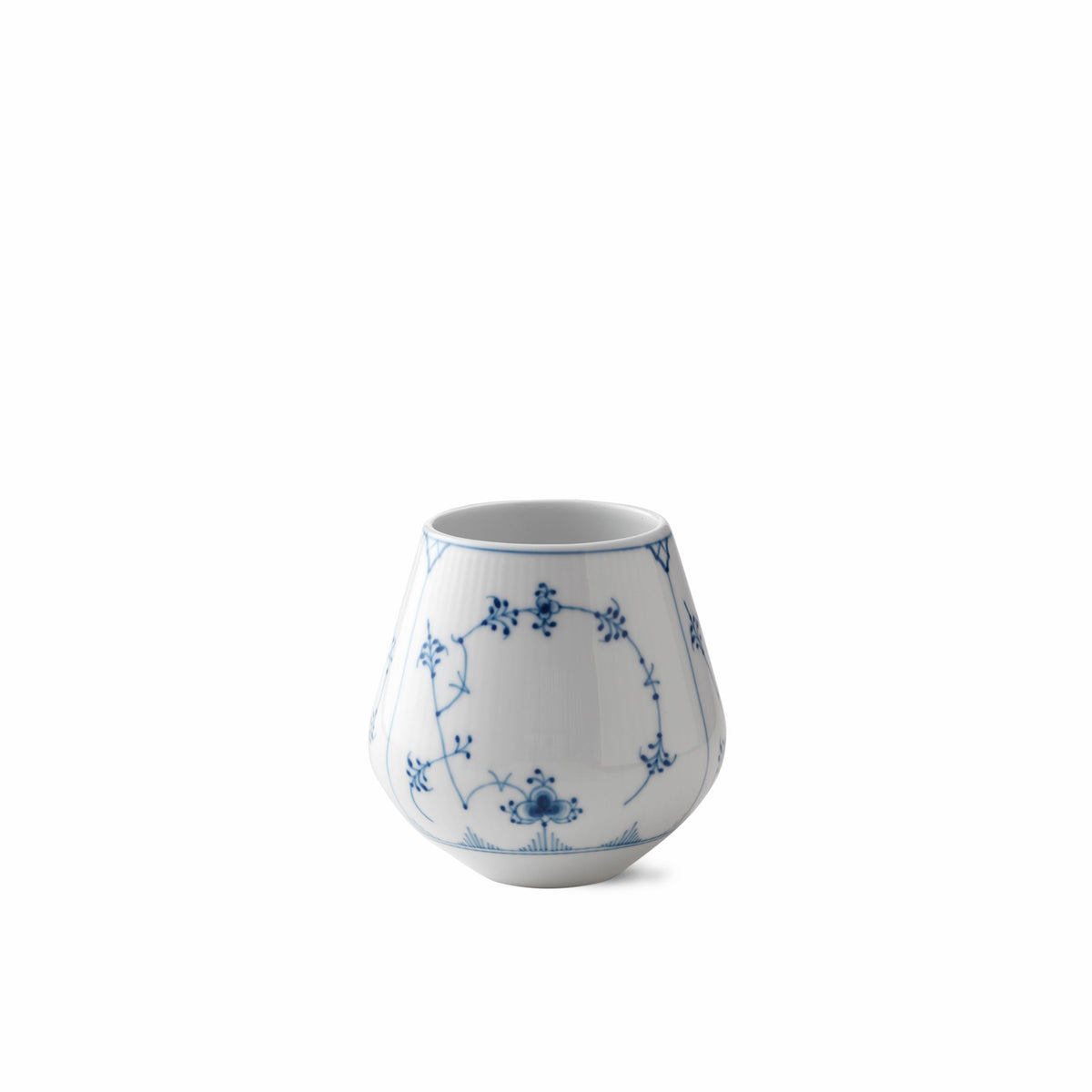 Blue Fluted Plain Vase, 12 cm