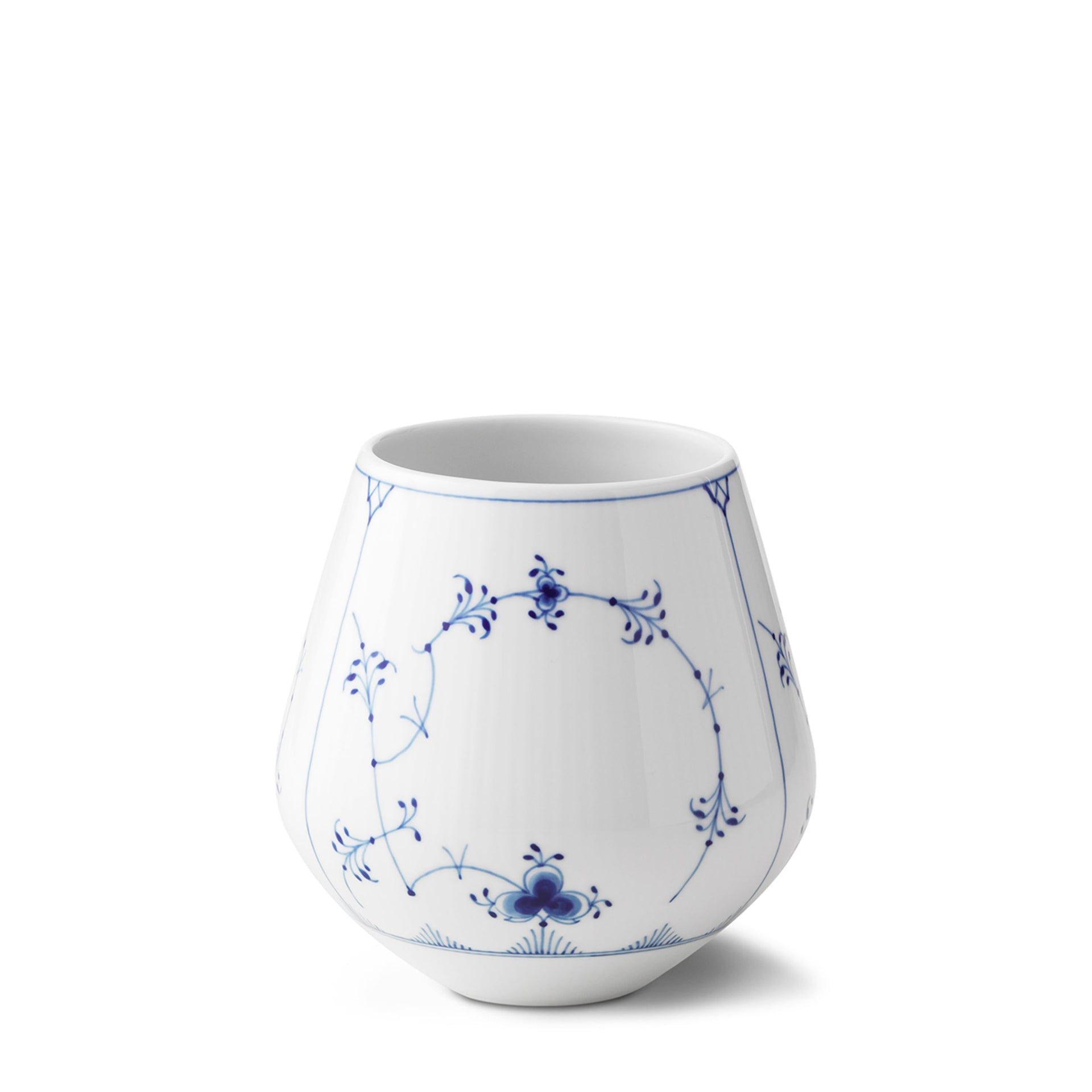 Blue Fluted Plain Vase, 15 cm
