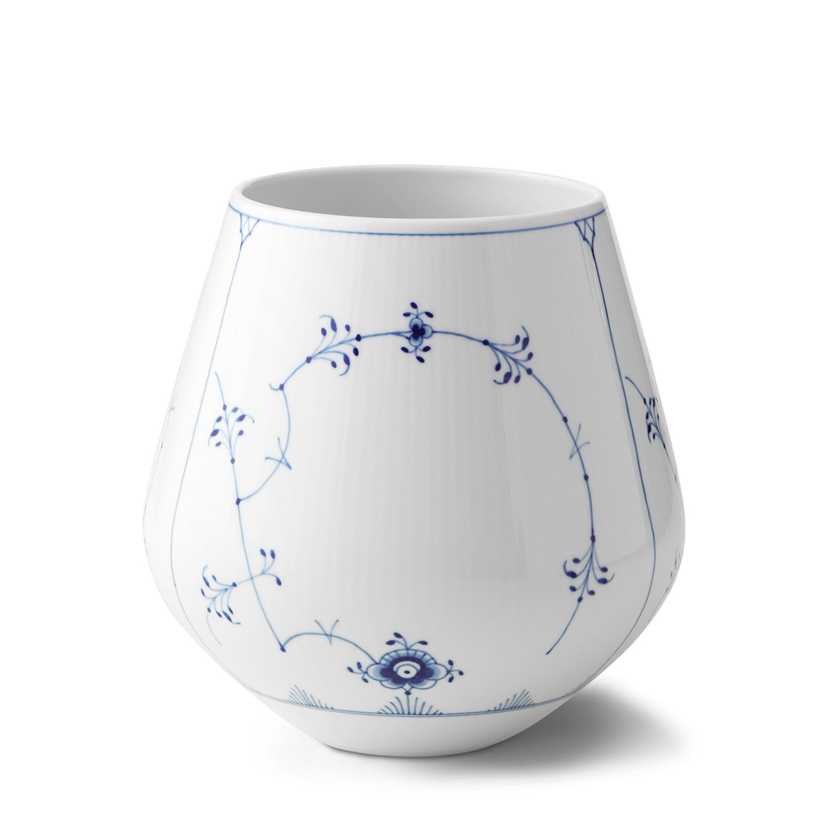 Blue Fluted Plain Vase, 20.5 cm