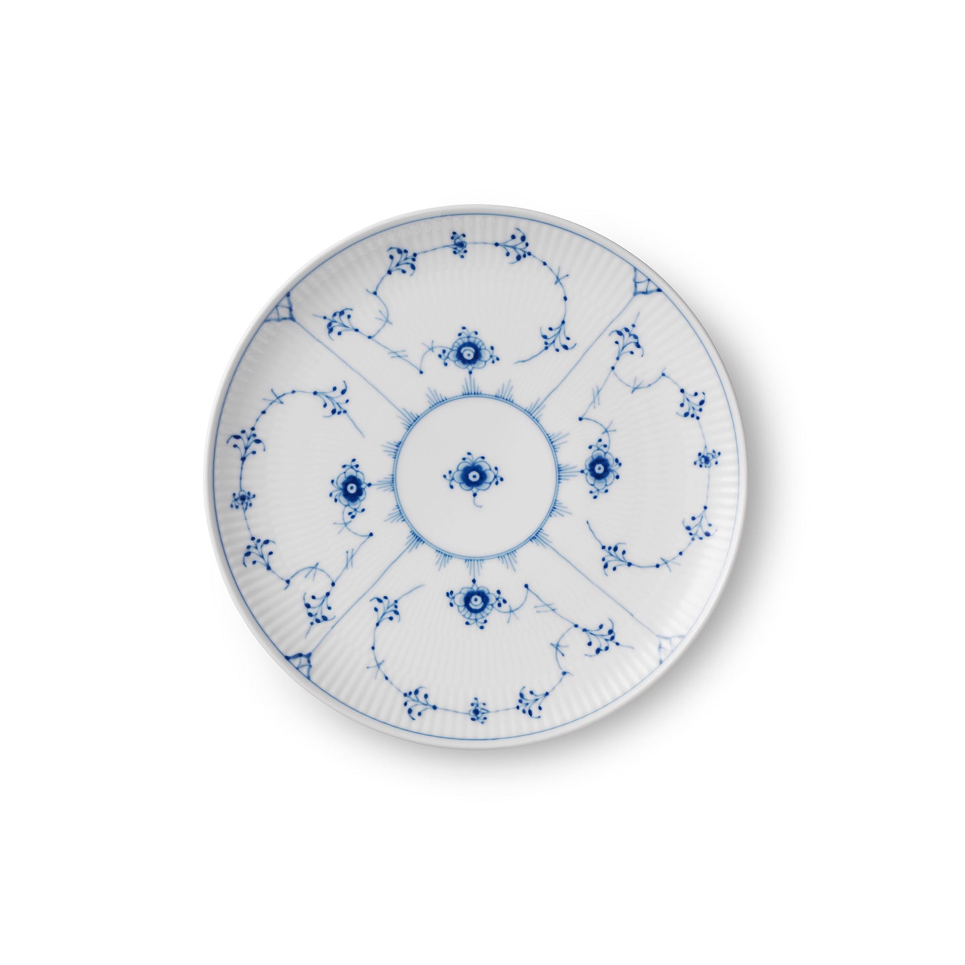 Blue Fluted Plain Plate Coupe, 19 cm
