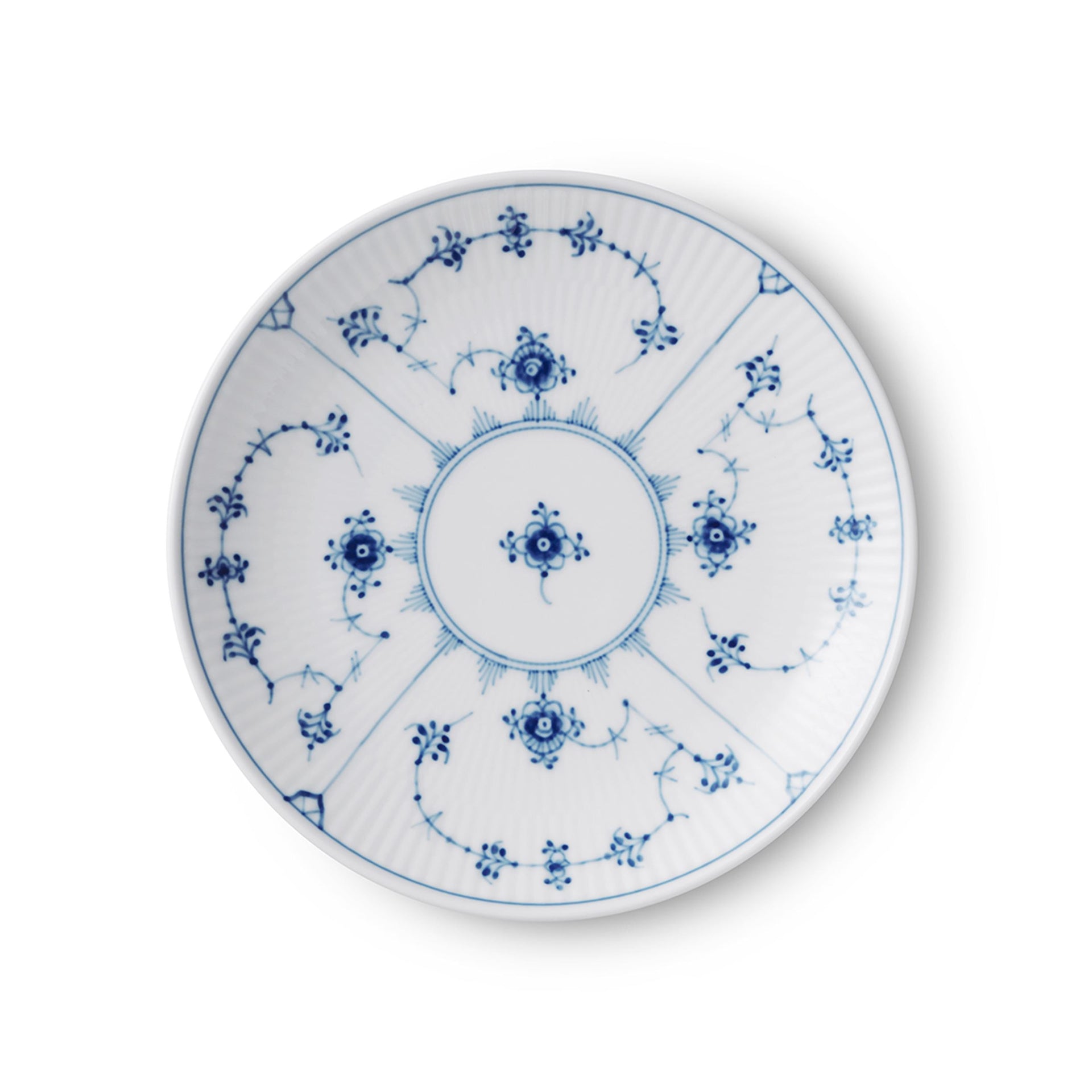 Blue Fluted Plain Plate Coupe, 23 cm