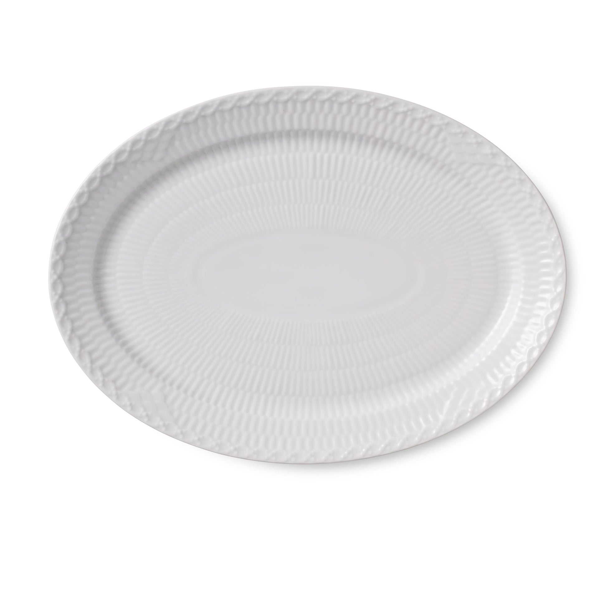 White Fluted Half Lace Dish, 28 cm