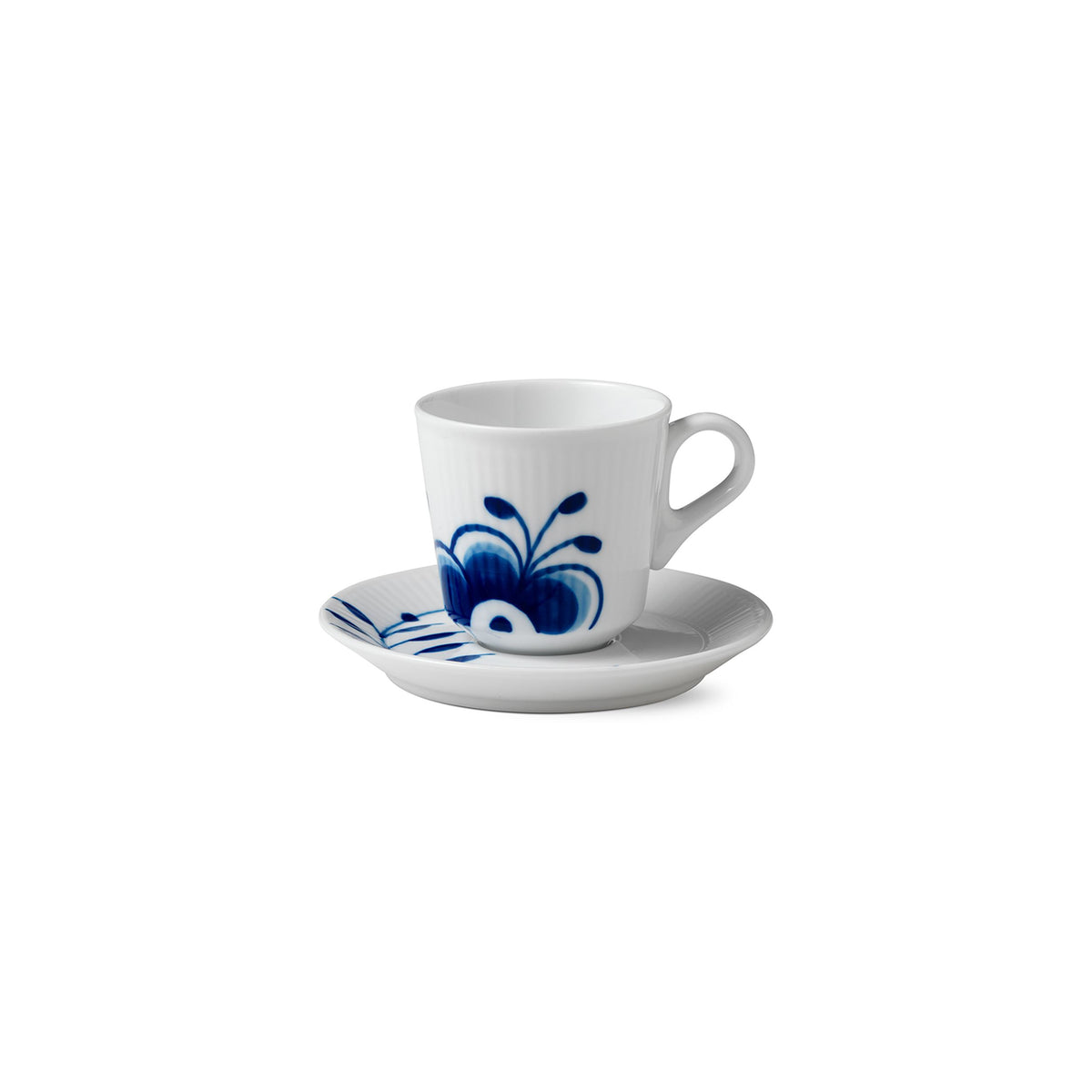 Blue Fluted Mega Espresso Cup and Saucer, 9 cl