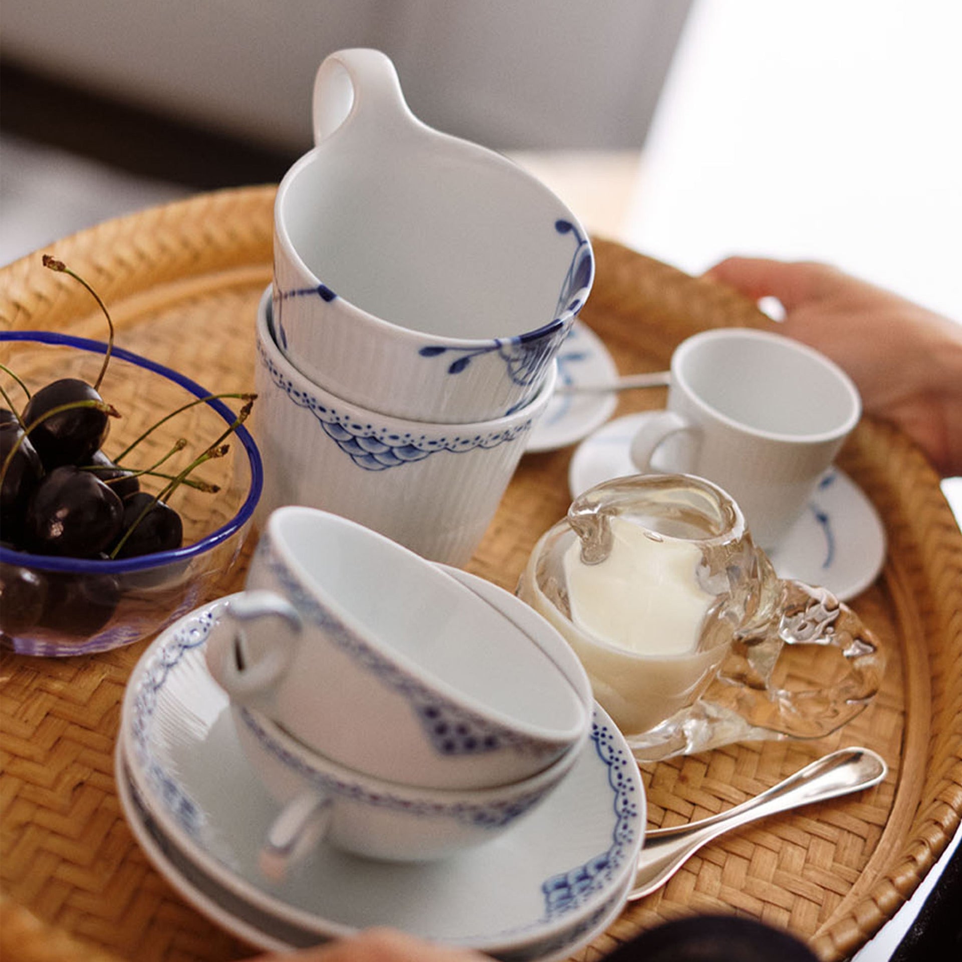 Blå Mega Riflet højhankskop, 33 cl - Blue Fluted Mega High Handle Cup, 33 cl