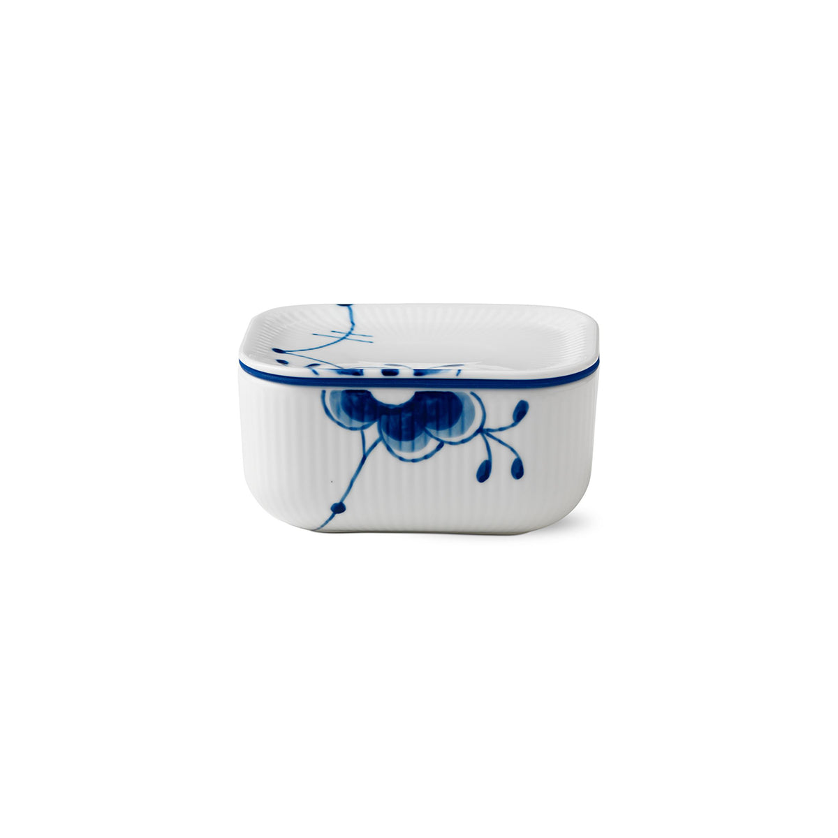Blue Fluted Mega Butter Jar with Lid, 6.8 cm