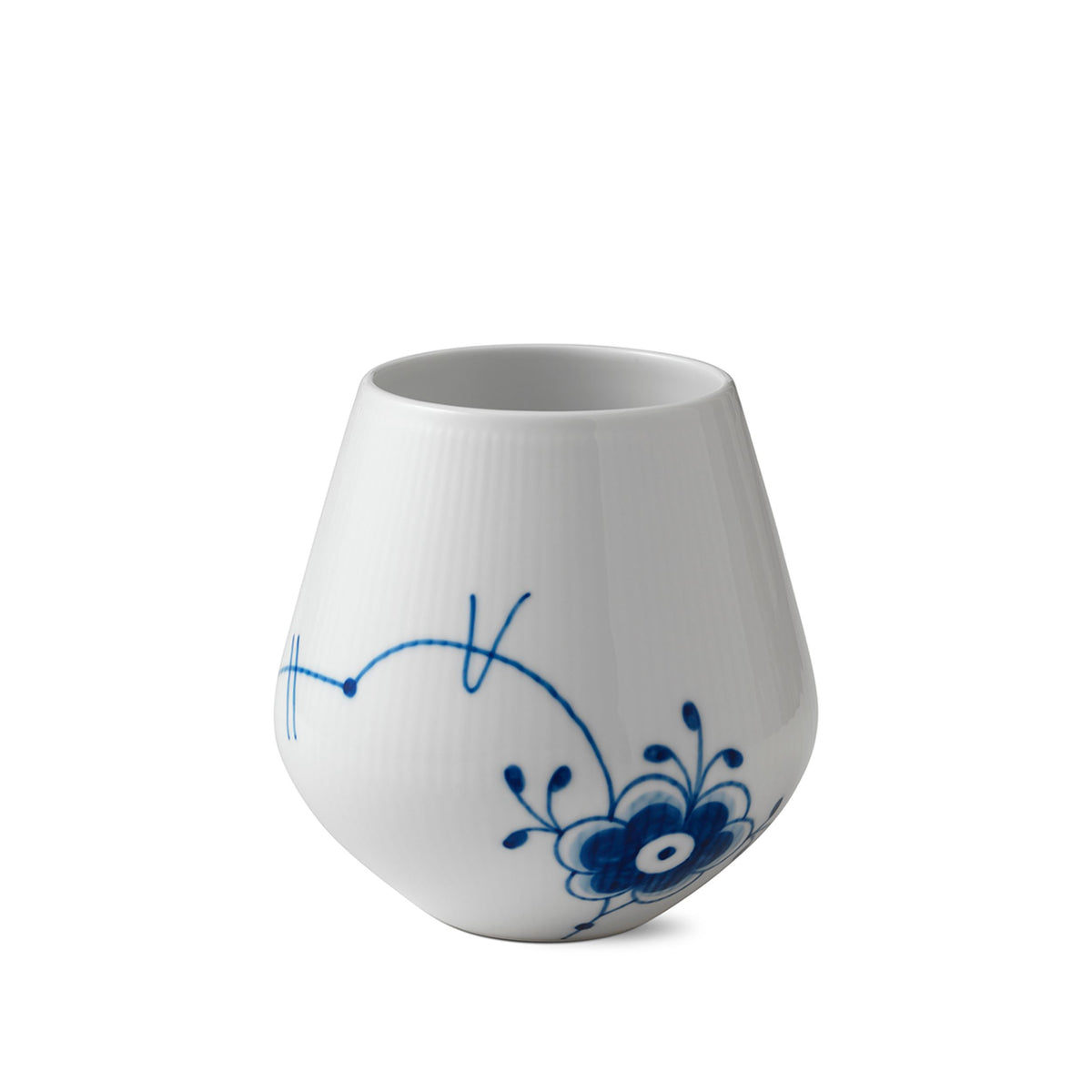 Mega Gerippt Blau Vase, 15 cm - Blue Fluted Mega Vase, 15 cm