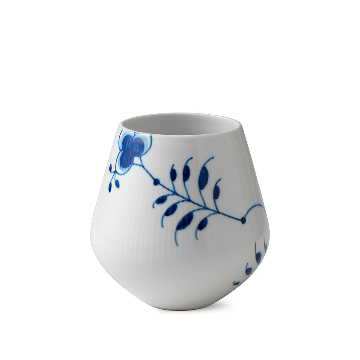 Mega Gerippt Blau Vase, 15 cm - Blue Fluted Mega Vase, 15 cm