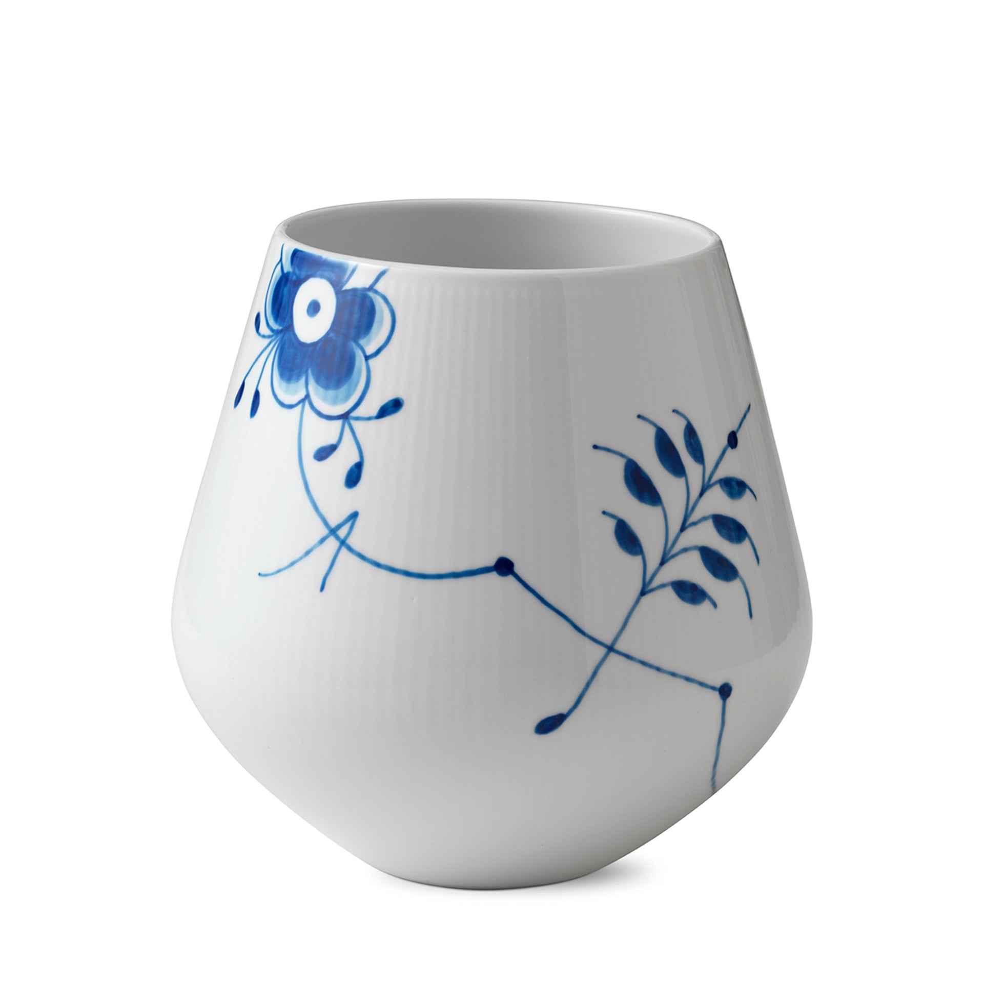 Blå Mega Riflet vase, 20,5 cm - Blue Fluted Mega Vase, 20.5 cm