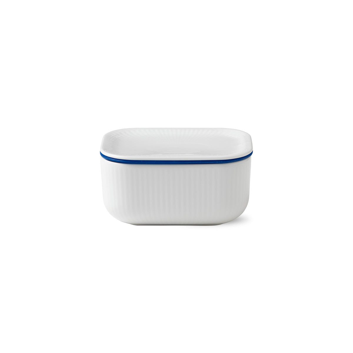 White Fluted Butter Jar with Lid, 6.8 cm
