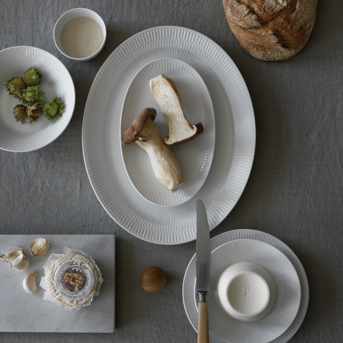 White Fluted Assiette, 23.5 cm
