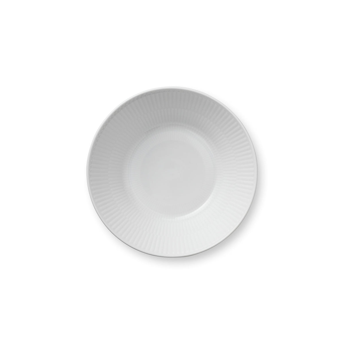 White Fluted Deep Plate, 17 cm