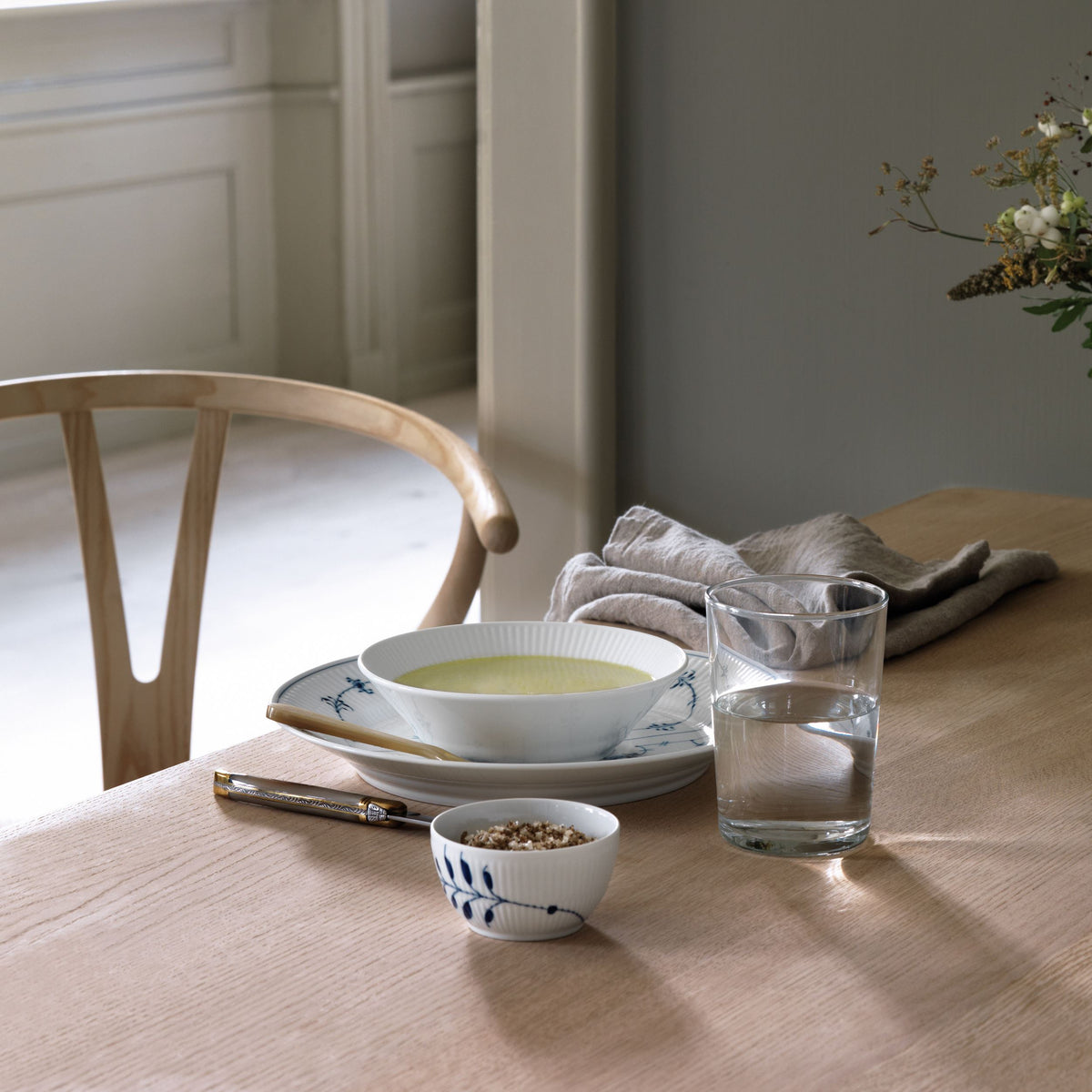 White Fluted Deep Plate, 17 cm