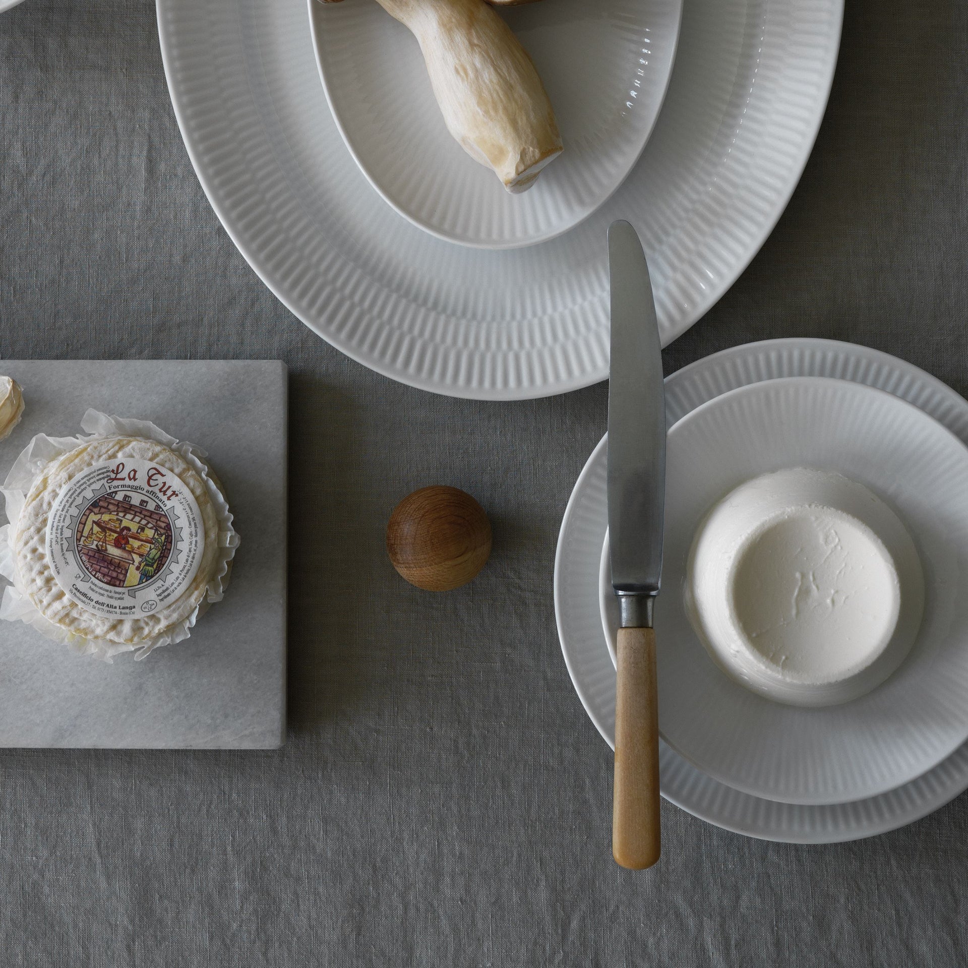 White Fluted Deep Plate, 17 cm
