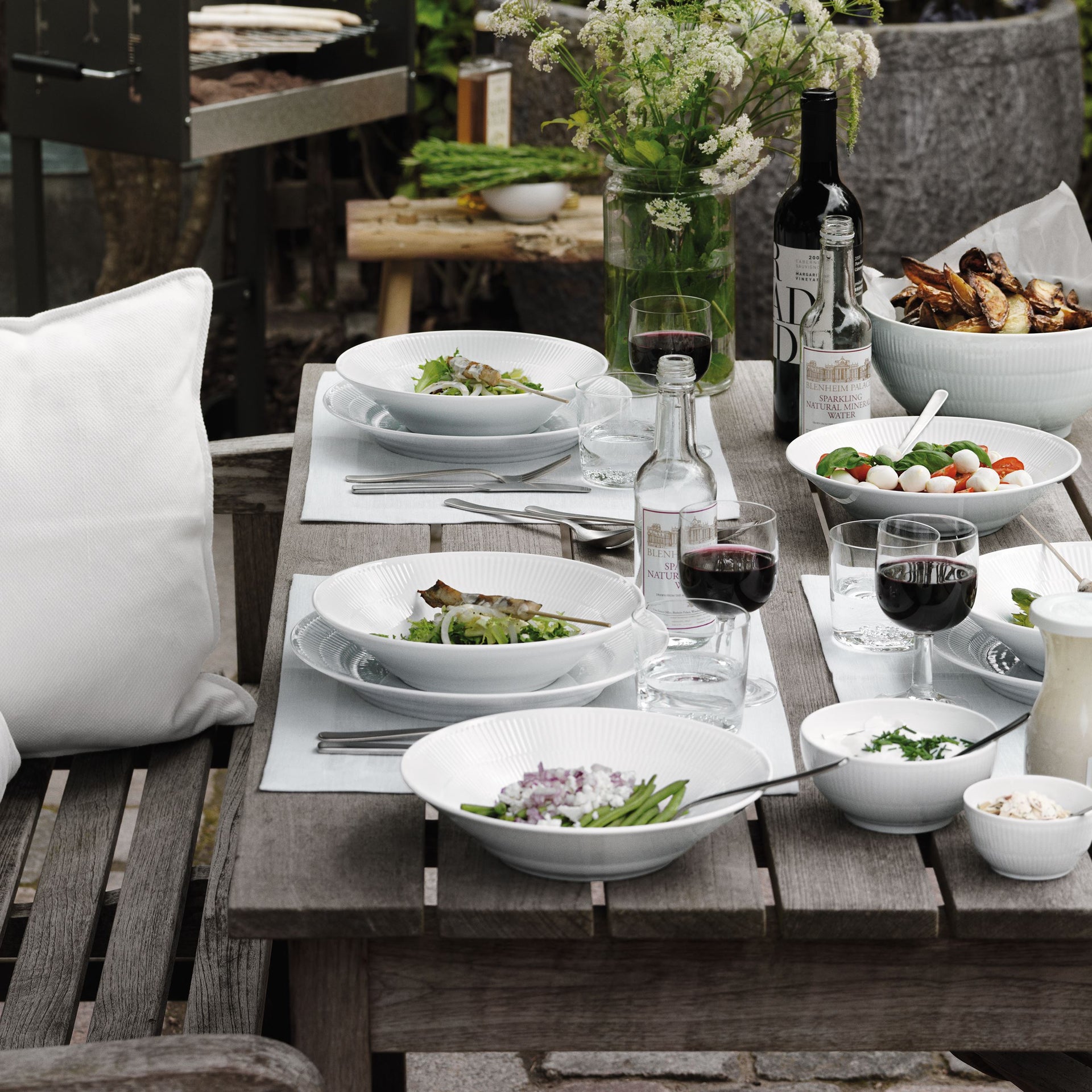 White Fluted Deep Plate, 24 cm