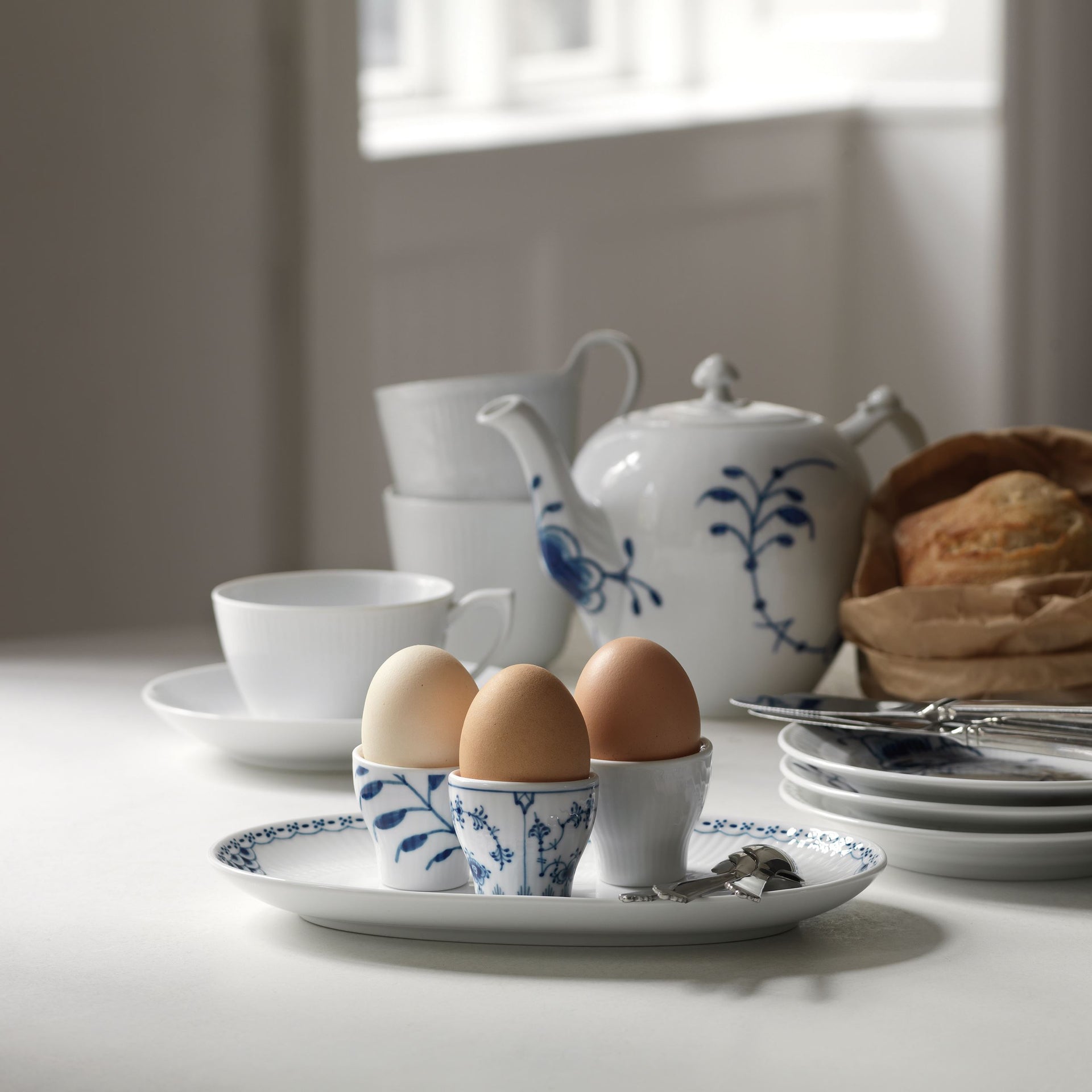 White Fluted Egg Cup, 4.8 cm, 2 pcs