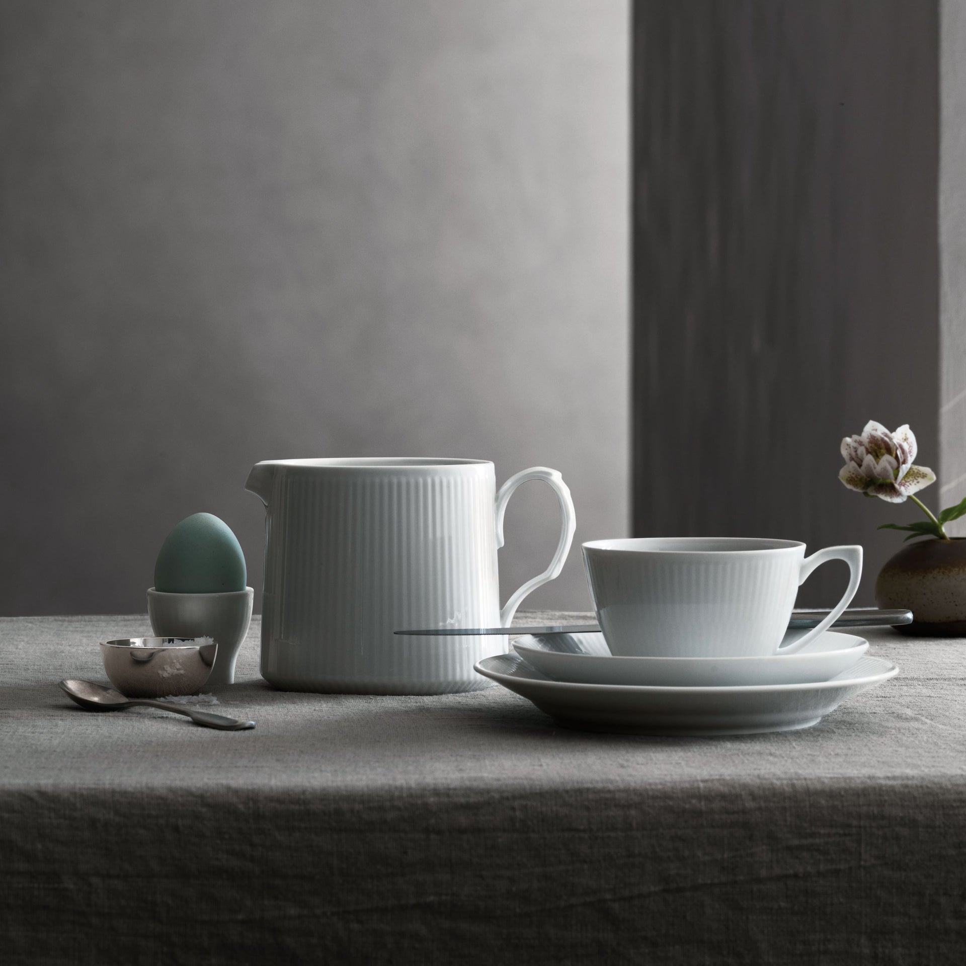 White Fluted Egg Cup, 4.8 cm, 2 pcs