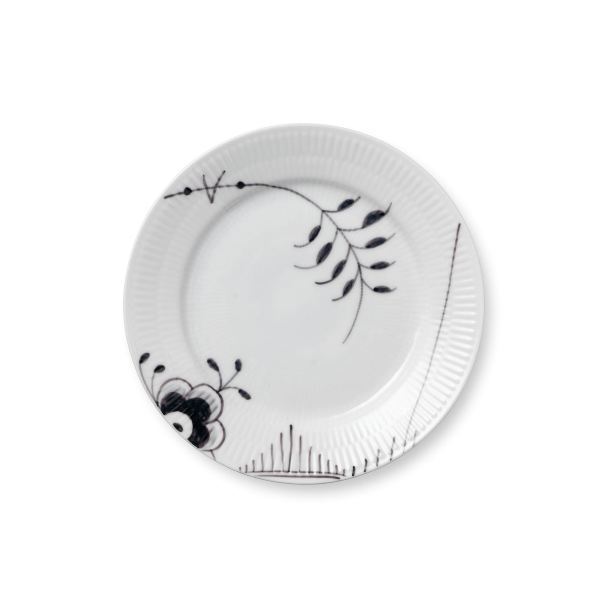 Black Fluted Mega Plate, Decoration 2, 19 cm