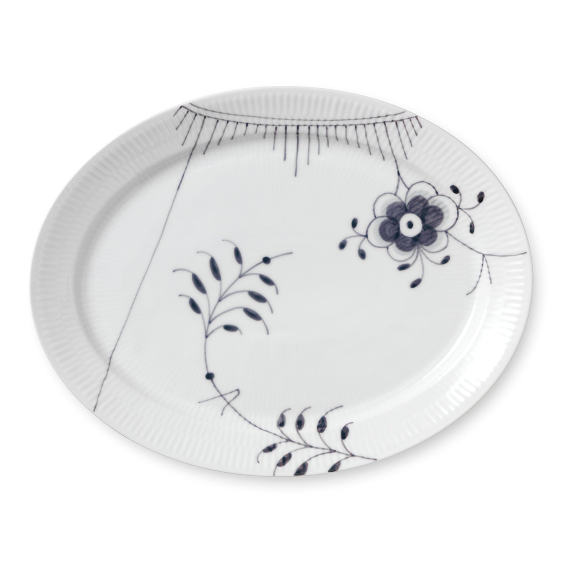 Black Fluted Mega Dish, 35 cm