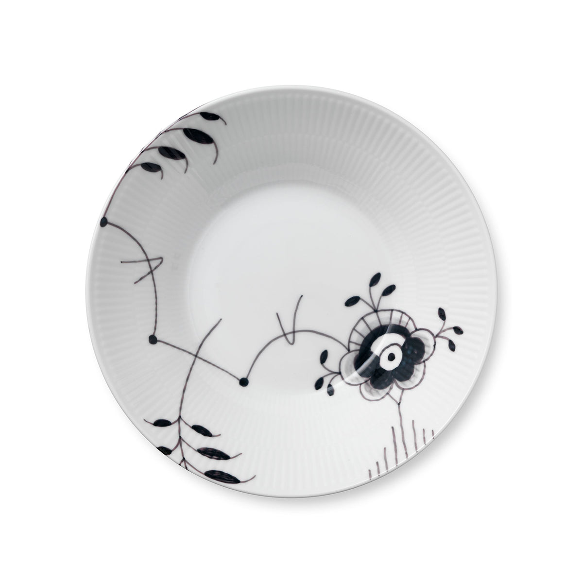 Black Fluted Mega Deep Plate, 24 cm