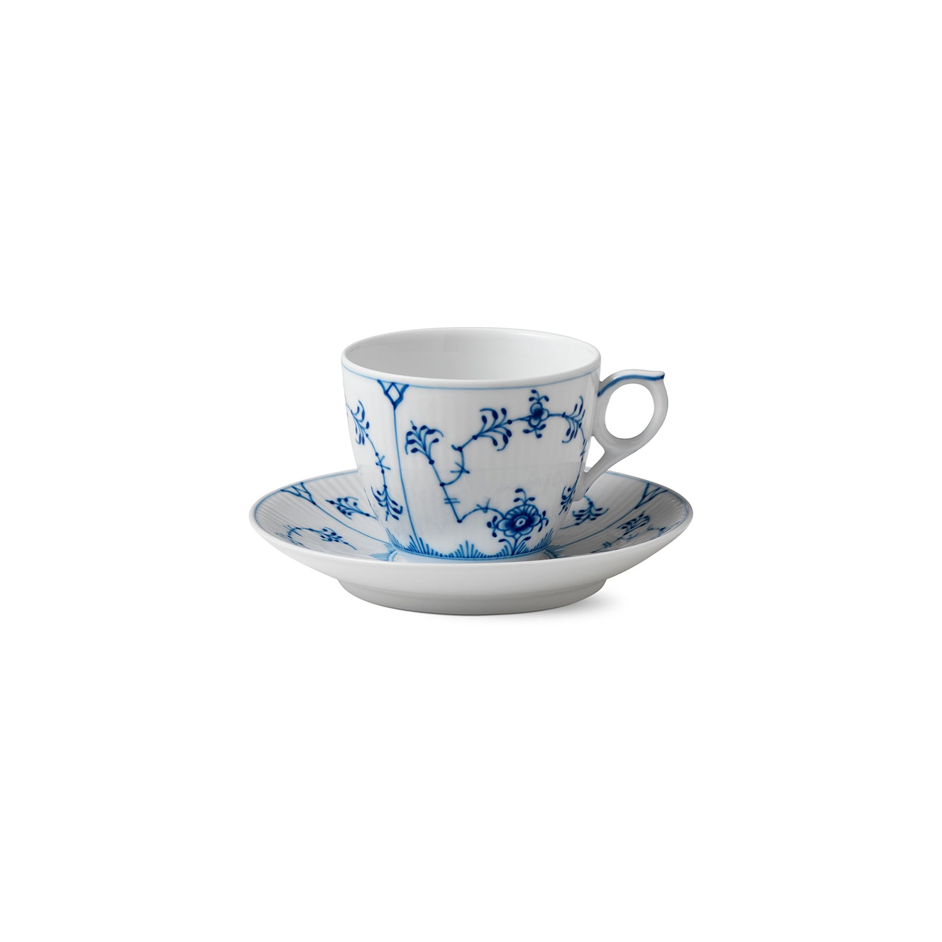 Blue Fluted Plain Cup and Saucer, 17 cl