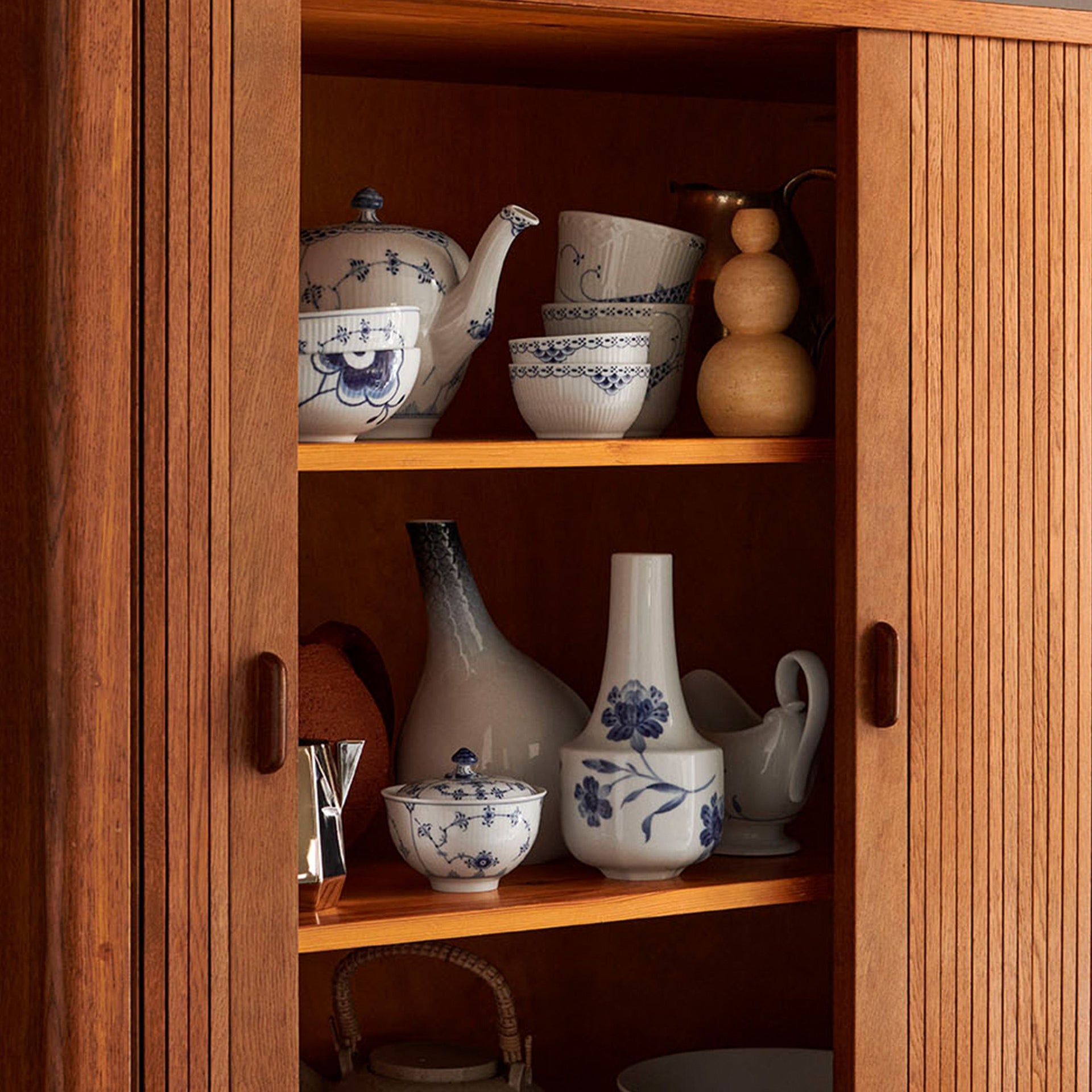 Blue Fluted Plain Sugar Bowl with Lid, 15 cl