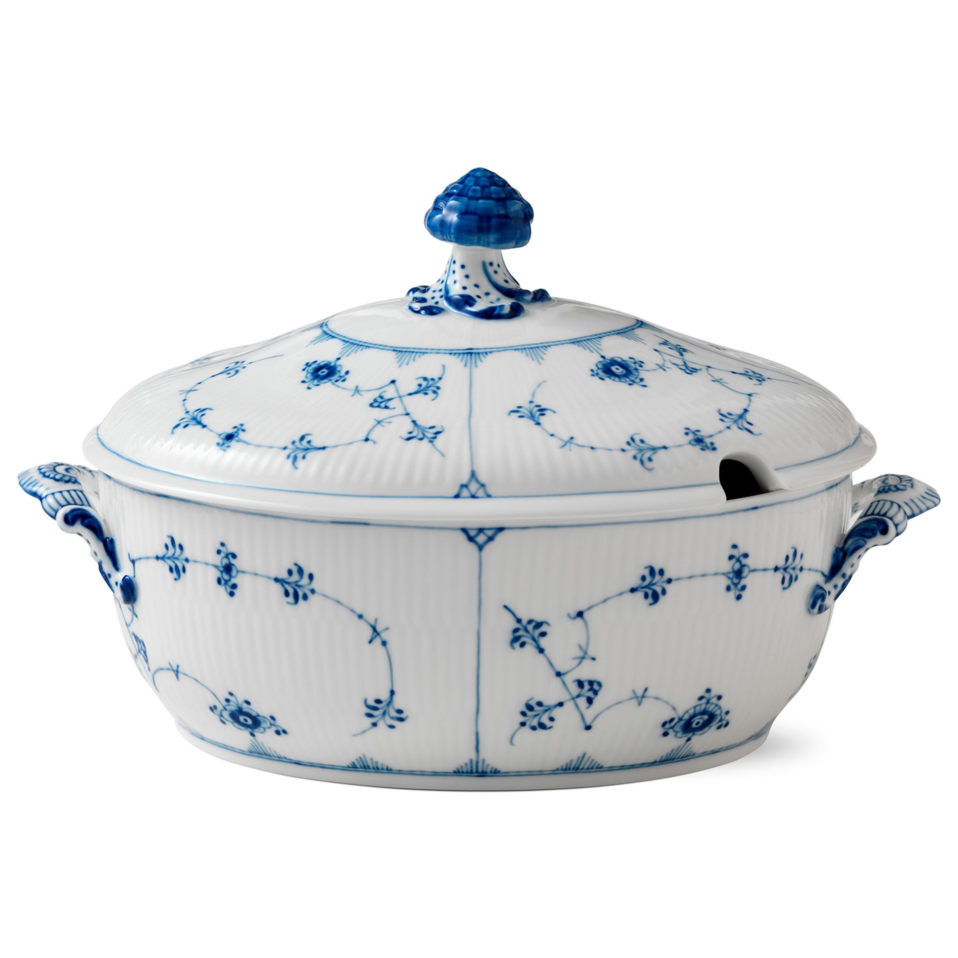 Blue Fluted Plain Tureen with Lid, 200 cl