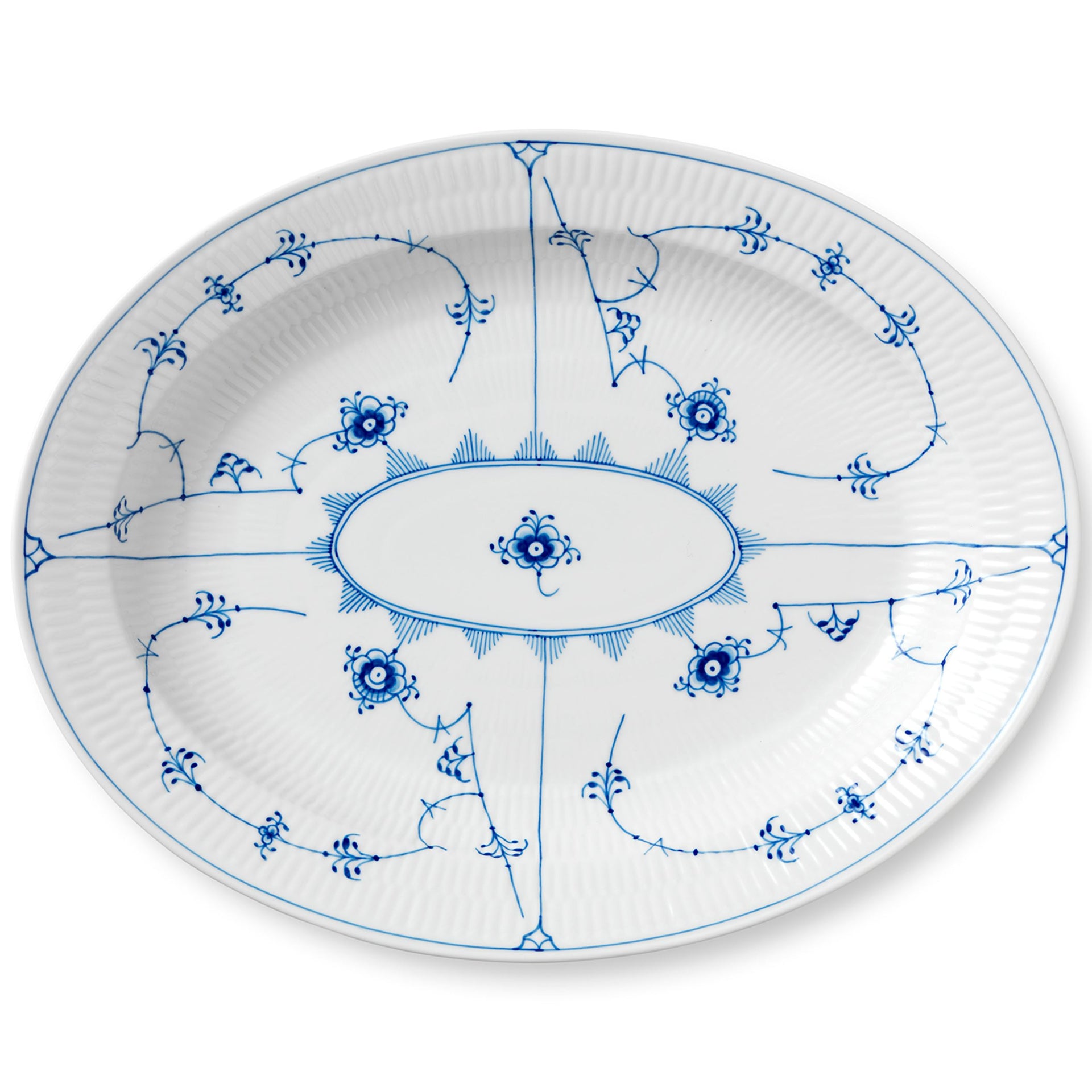 Blue Fluted Plain Dish, 36.5 cm