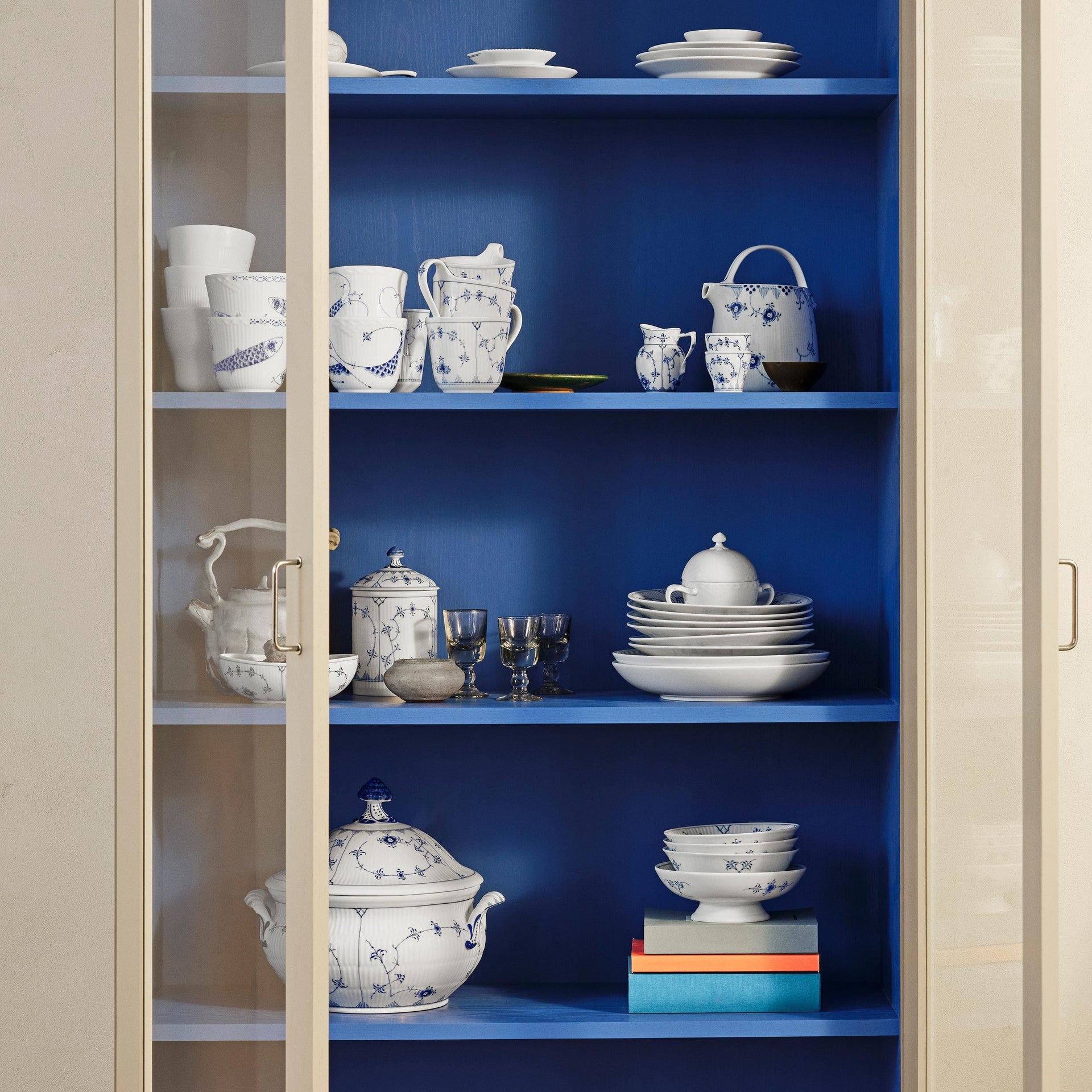 Blue Fluted Plain Cream Jug, 8 cl