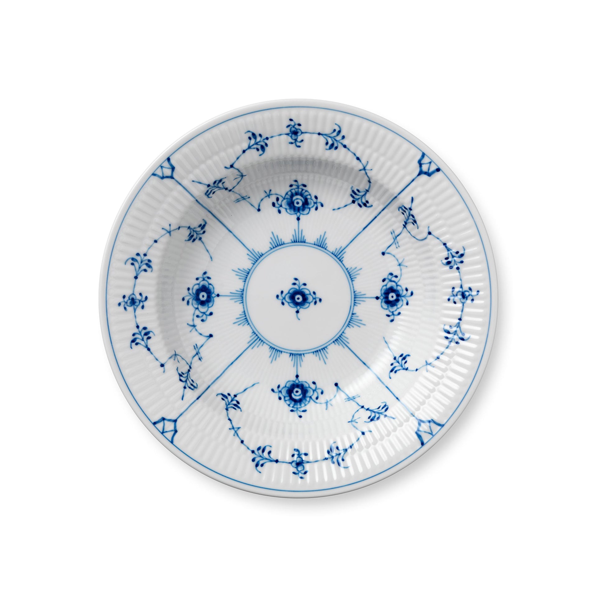 Blue Fluted Plain Deep Plate, 21 cm