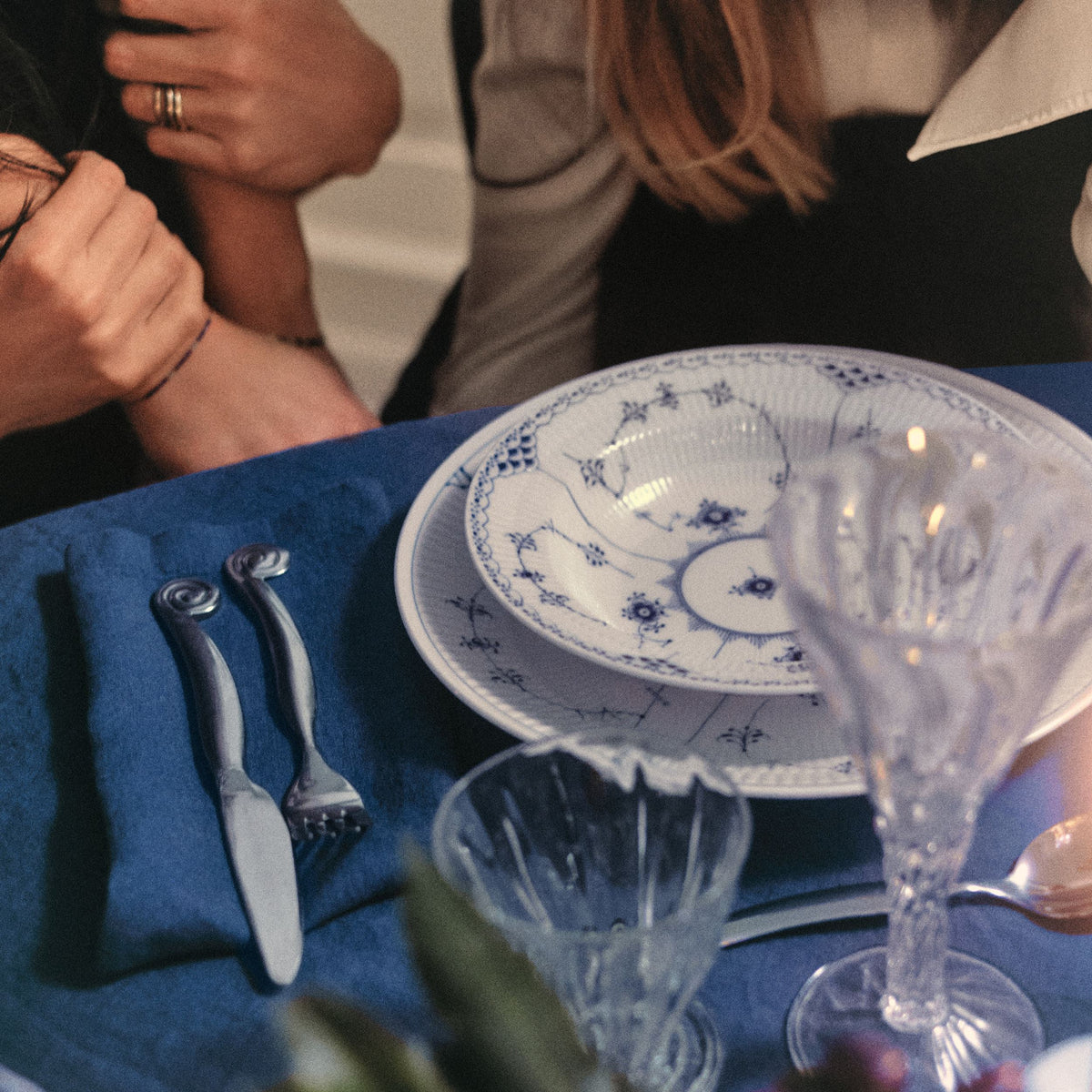 Blue Fluted Plain Deep Plate, 21 cm