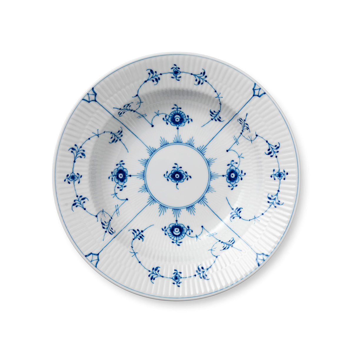 Blue Fluted Plain Deep Plate, 23 cm