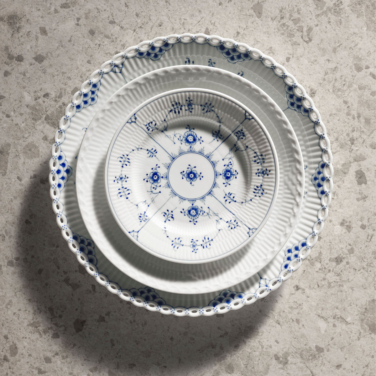 Blue Fluted Plain Plate, 17 cm