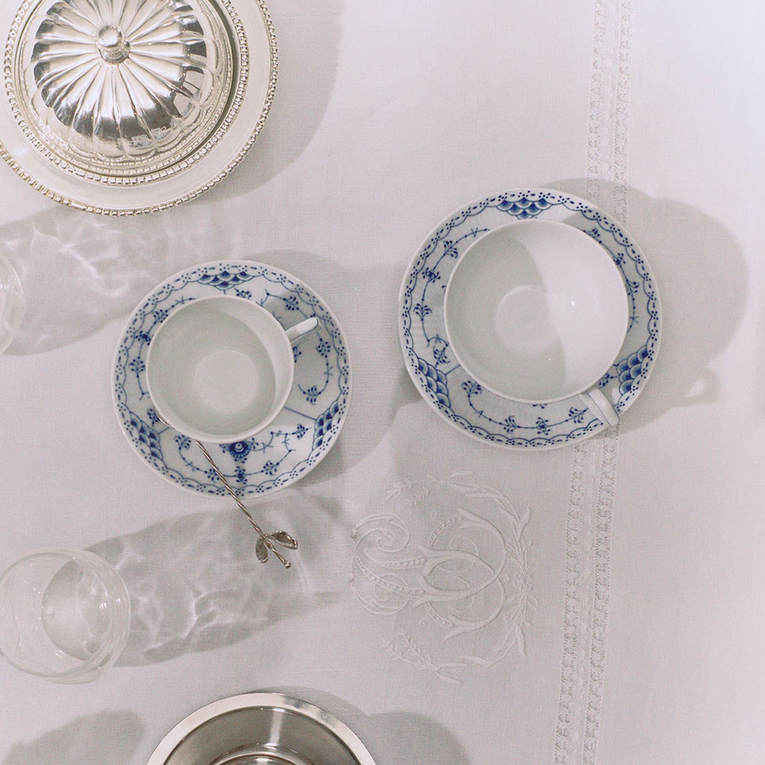 Blue Fluted Half Lace Cup and Saucer, 20 cl | Royal Copenhagen