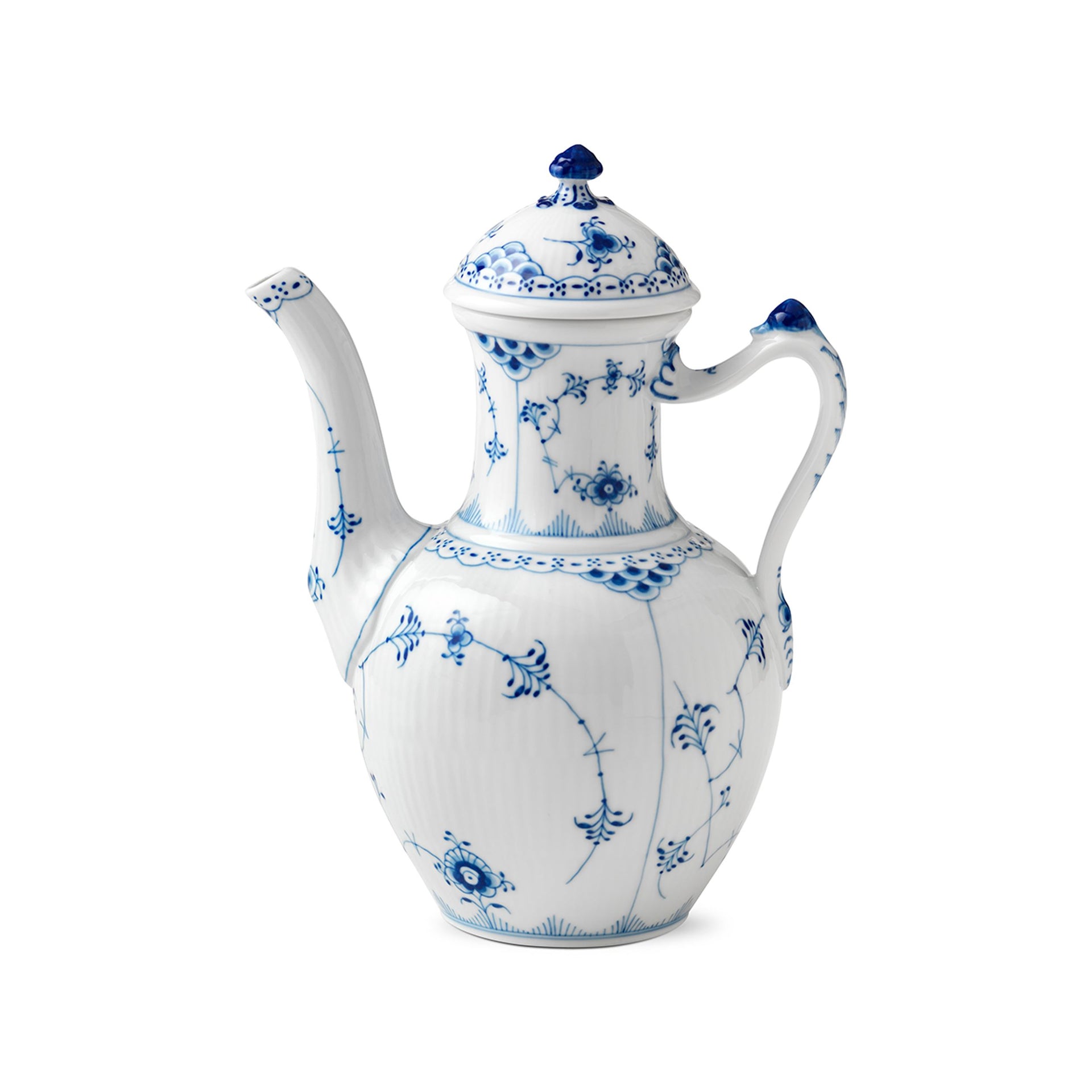 Blue Fluted Half Lace Coffee Pot, 100 cl
