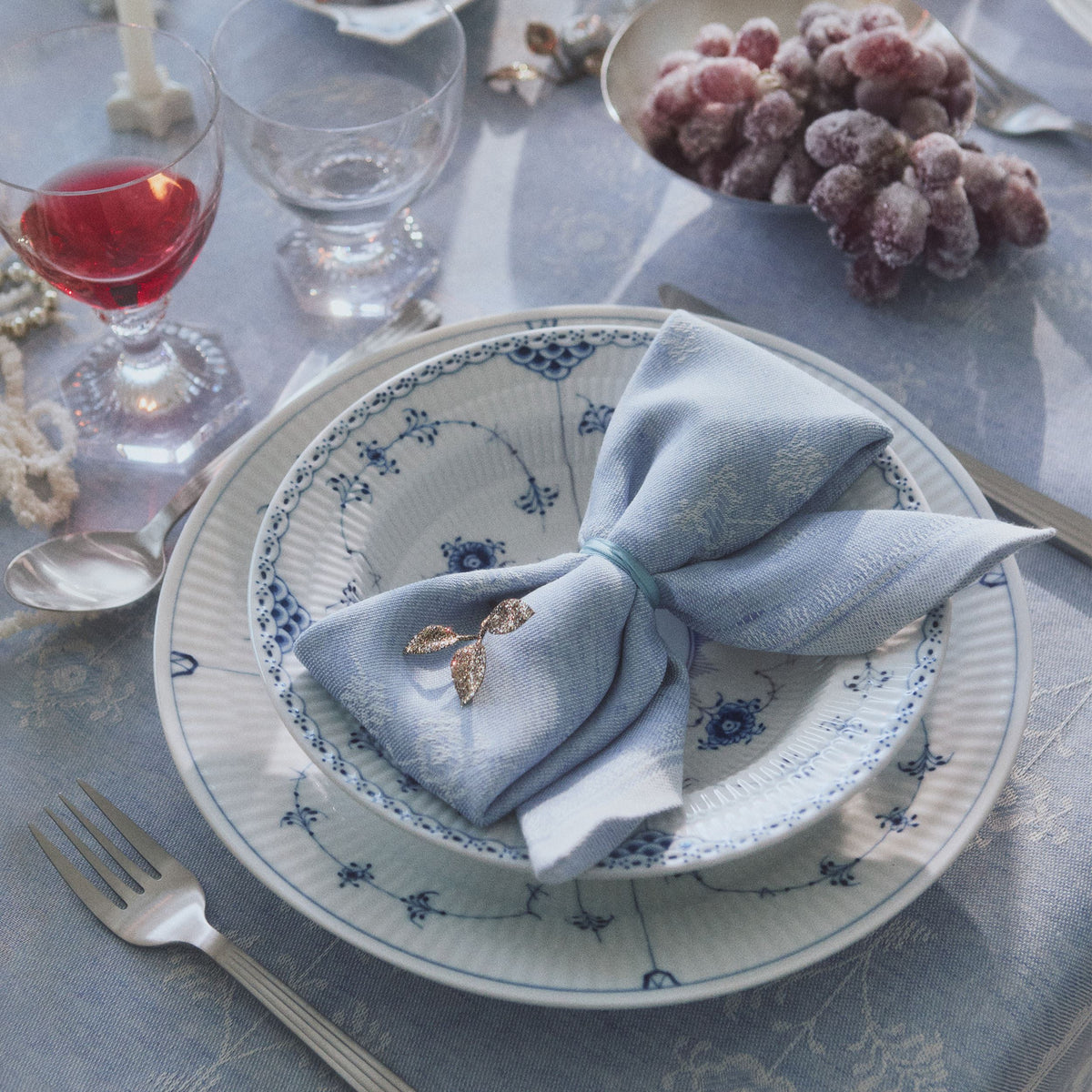 Blue Fluted Half Lace Deep Plate, 21 cm