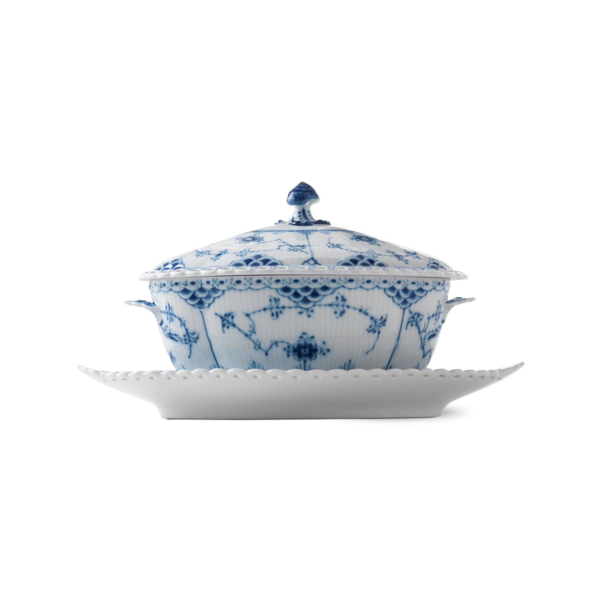 Musselmalet Helblonde sauceskål, 40 cl - Blue Fluted Full Lace Sauce Boat, 40 cl
