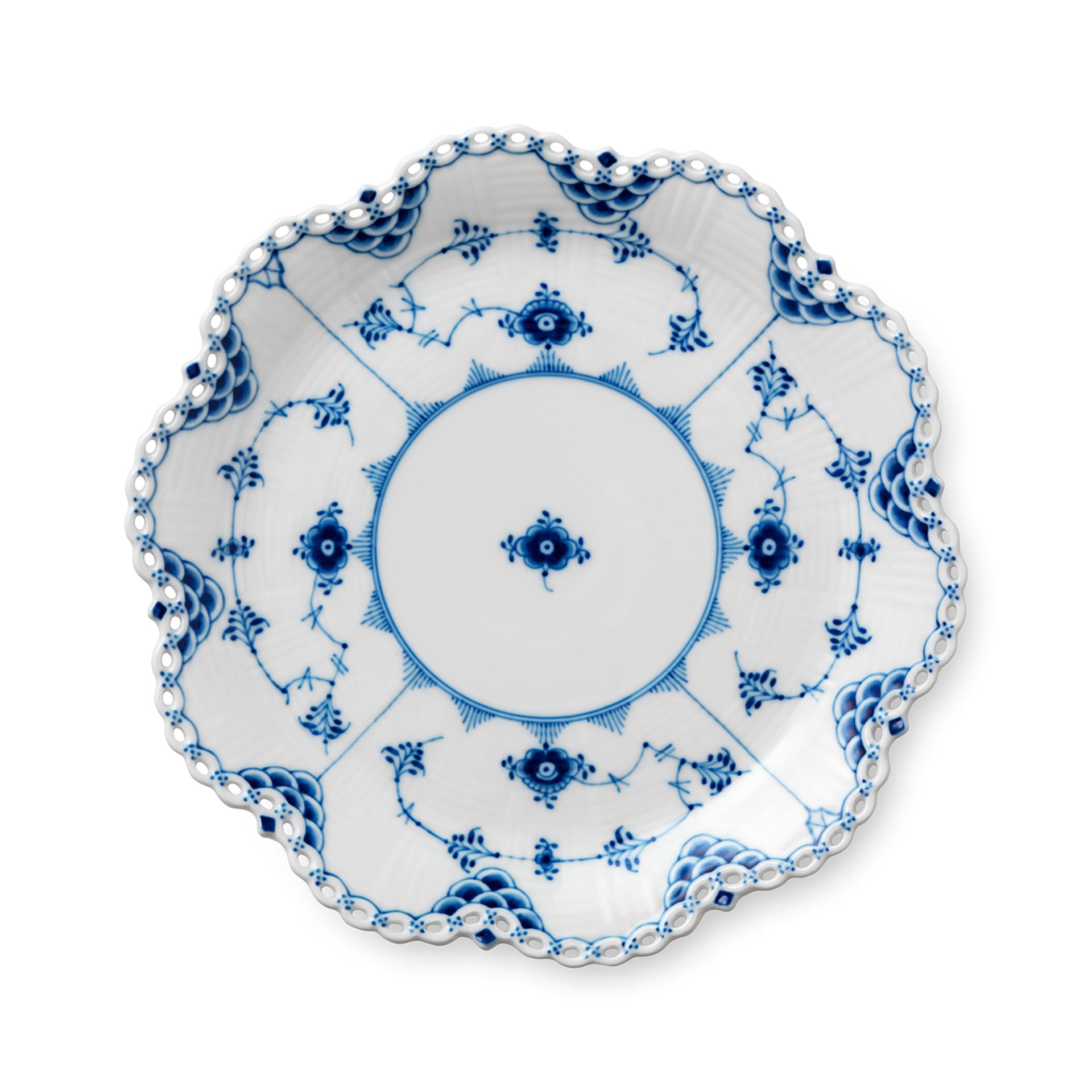 Blue Fluted Full Lace Dish, 25 cm