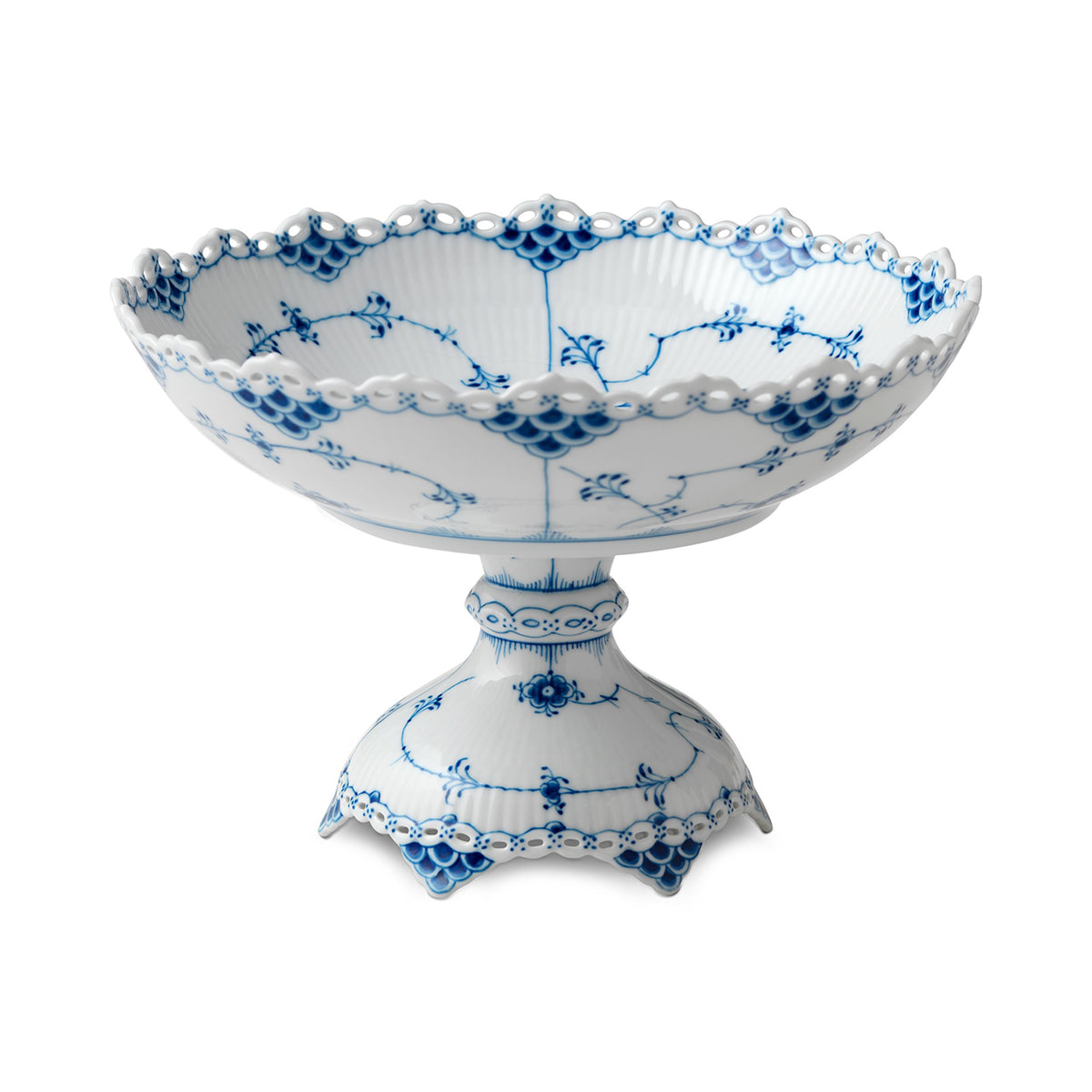 Blue Fluted Full Lace Bowl on High Foot, 140 cl