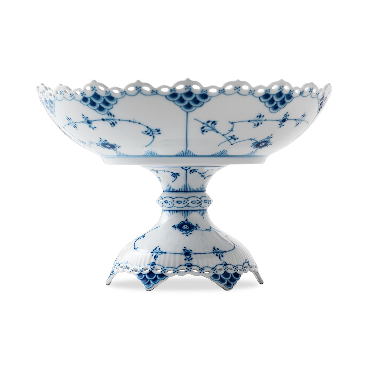 Blue Fluted Full Lace Bowl on High Foot, 140 cl