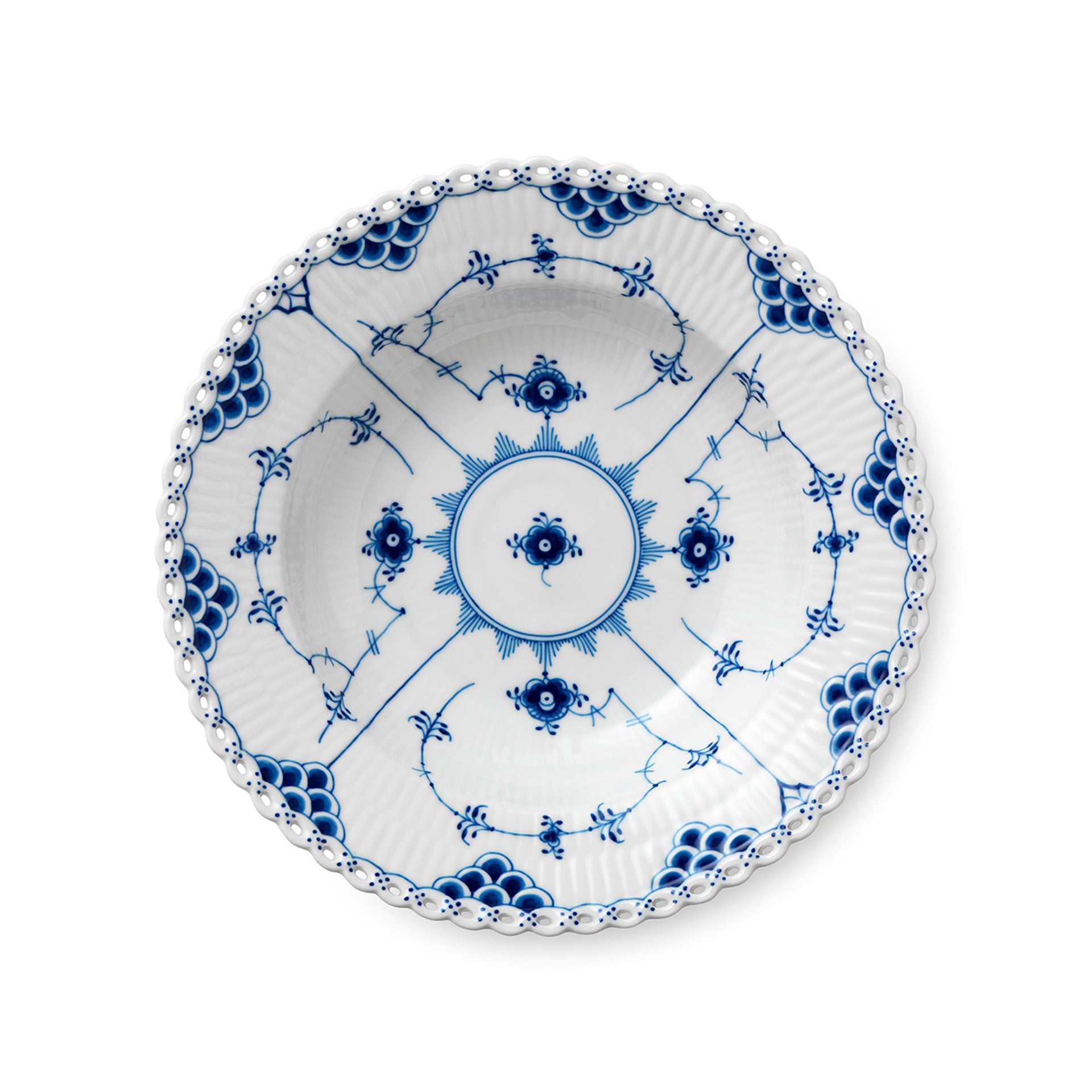 Blue Fluted Full Lace Deep Plate, 23 cm