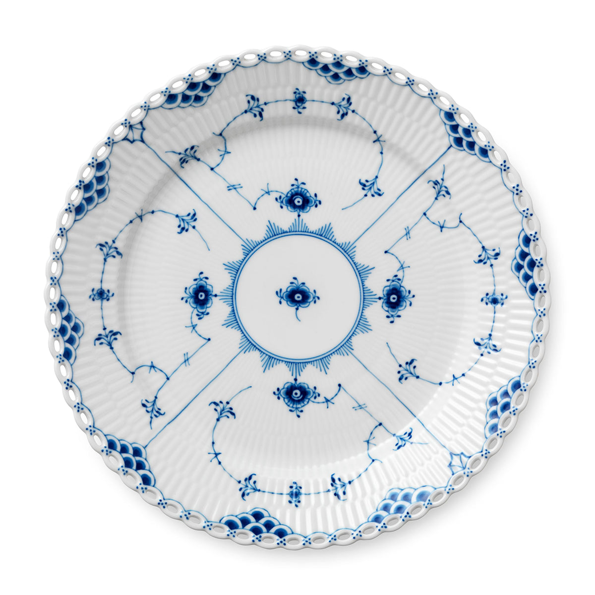 Blue Fluted Full Lace Plate, 27 cm