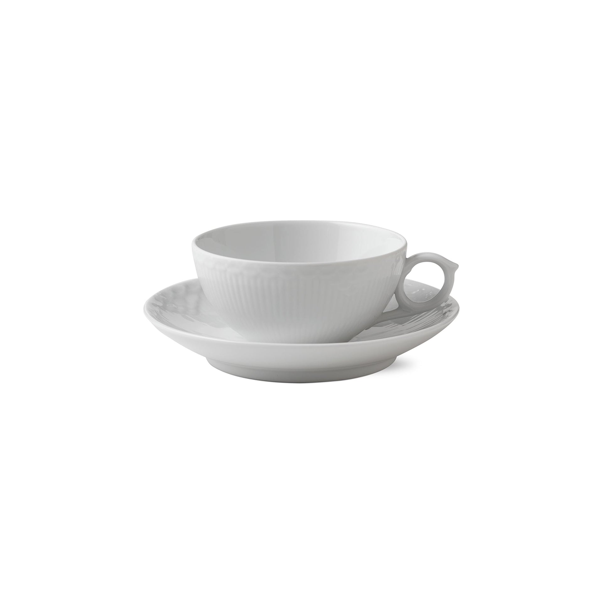 White Fluted Half Lace Cup and Saucer, 20 cl