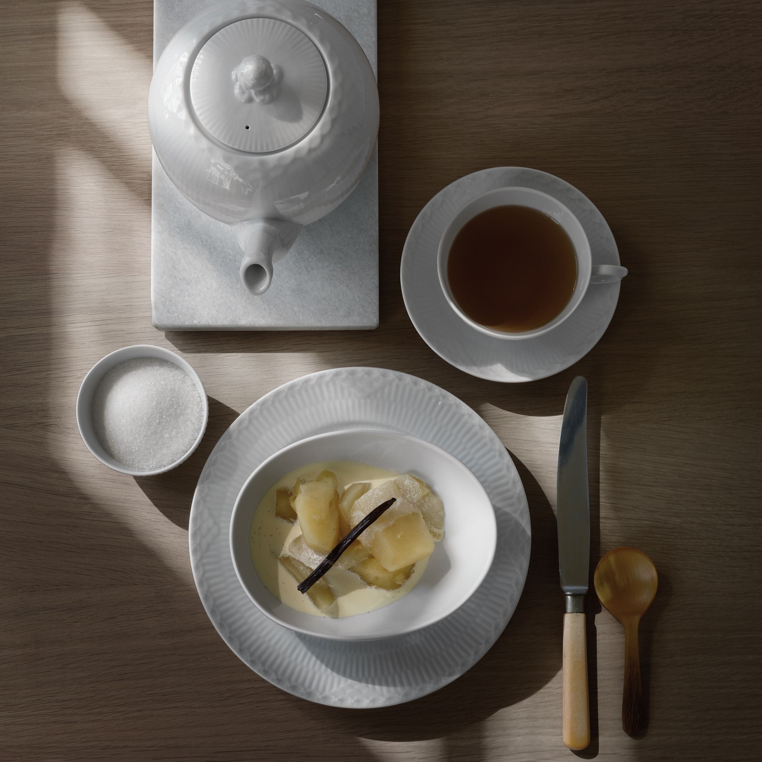 White Fluted Half Lace Cup and Saucer, 20 cl | Royal Copenhagen