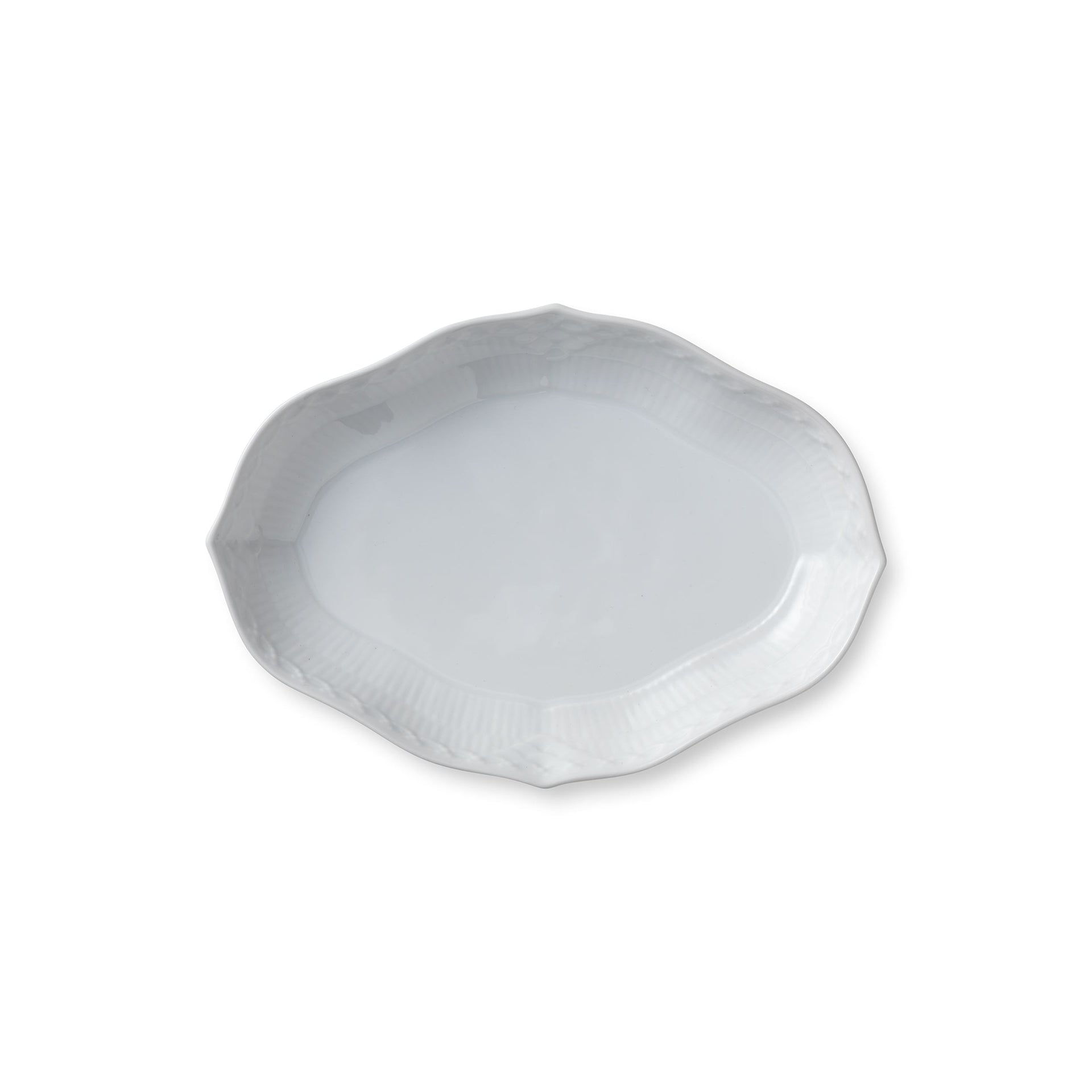White Fluted Half Lace Dish, 22 cm